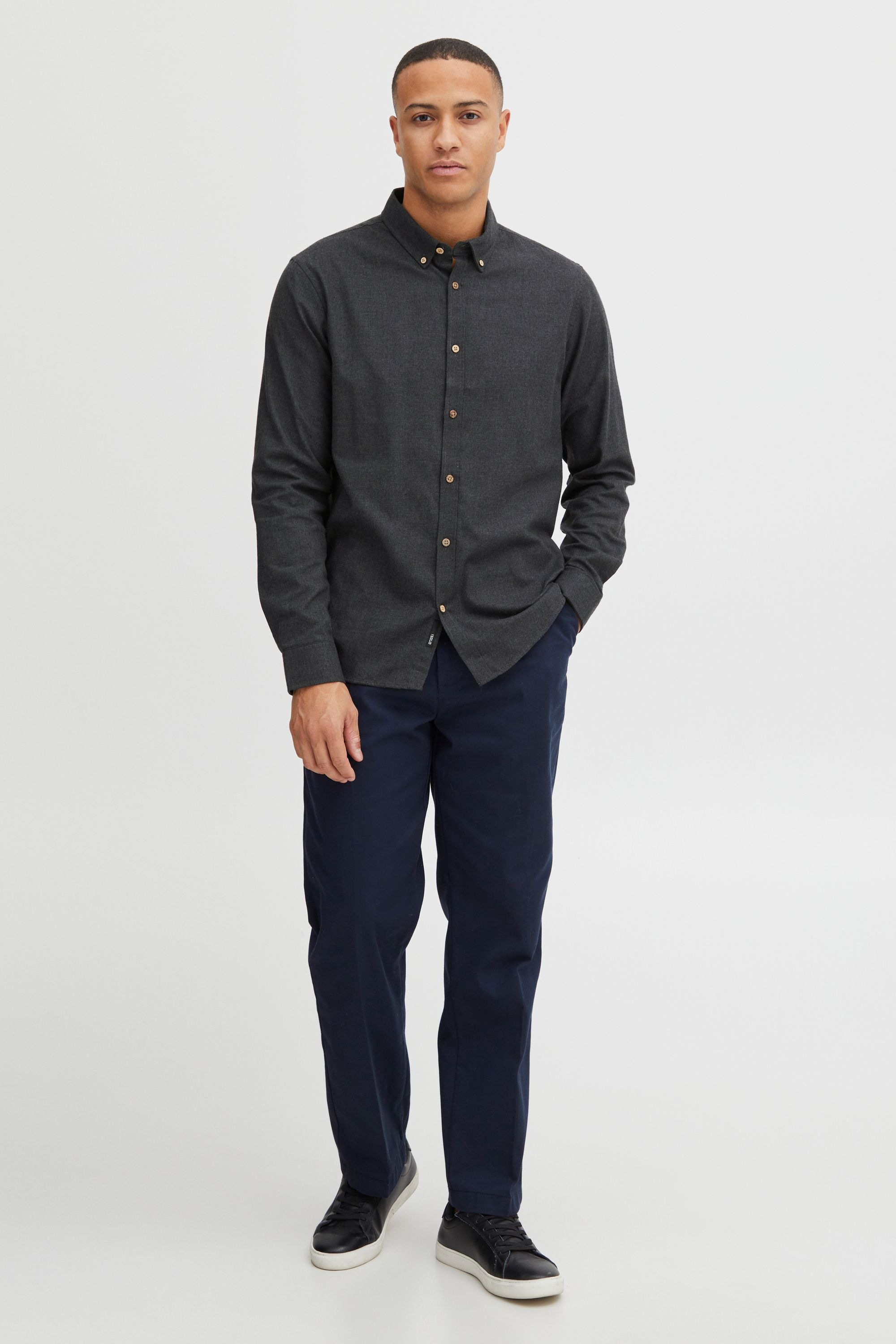 !solid Langarmhemd SOLID "Langarmhemd SDPepe", Herren, Gr. XL, N-Gr, schwarz (true schwarz melange), Obermaterial: 60% Baumwolle CO. 40% Polyester PES., Hemden 2