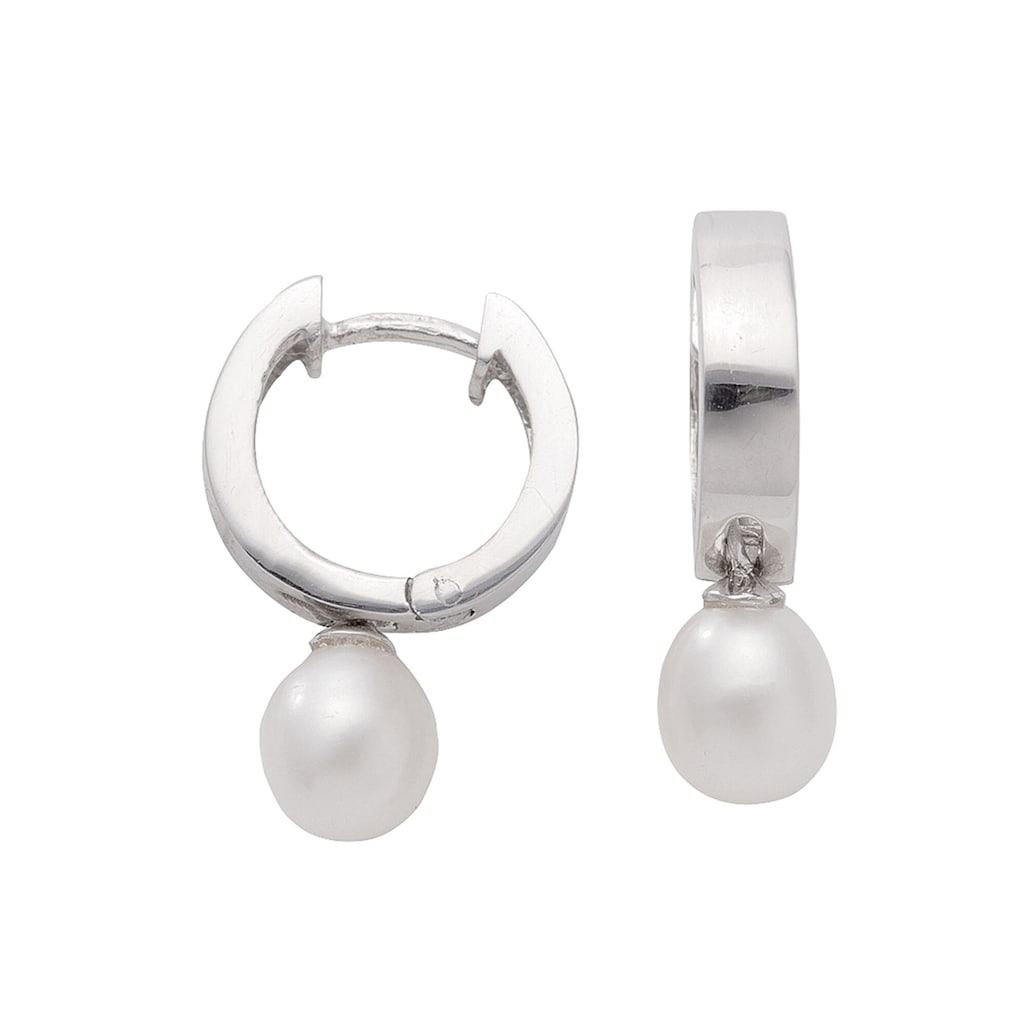 Adelia´s Paar Ohrhänger »925 Silber Ohrringe Creolen Ø 14 6 mm« mit Süßwasser Zuchtperle Silberschmuck für Damen