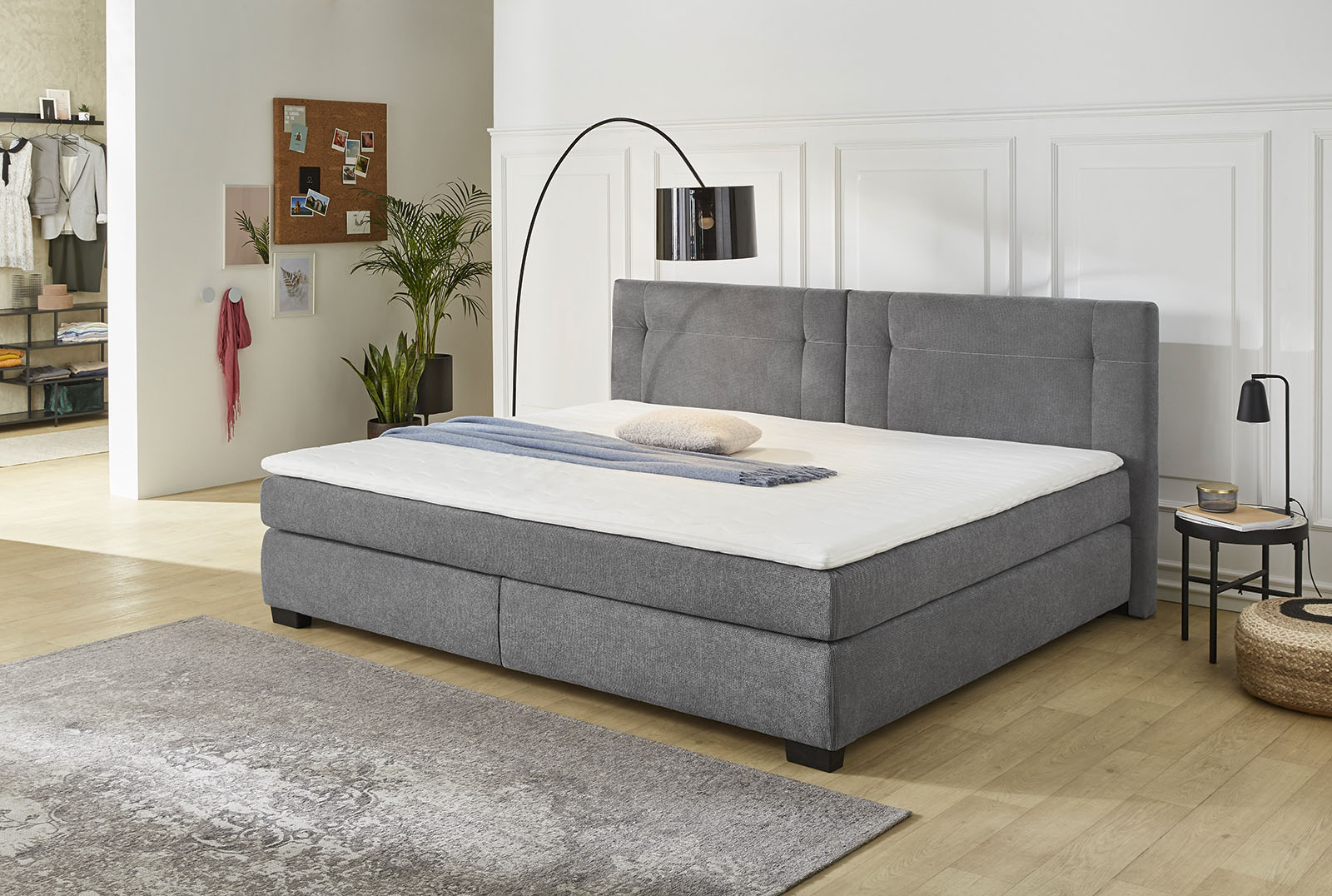 Jockenhöfer Gruppe Boxspringbett "FAMILY, Familienbett mit Taschenfederkernmatratze H3" mit Kaltschaum-Topper, hochwertiger Microfaser-Bezug, 240x200 cm