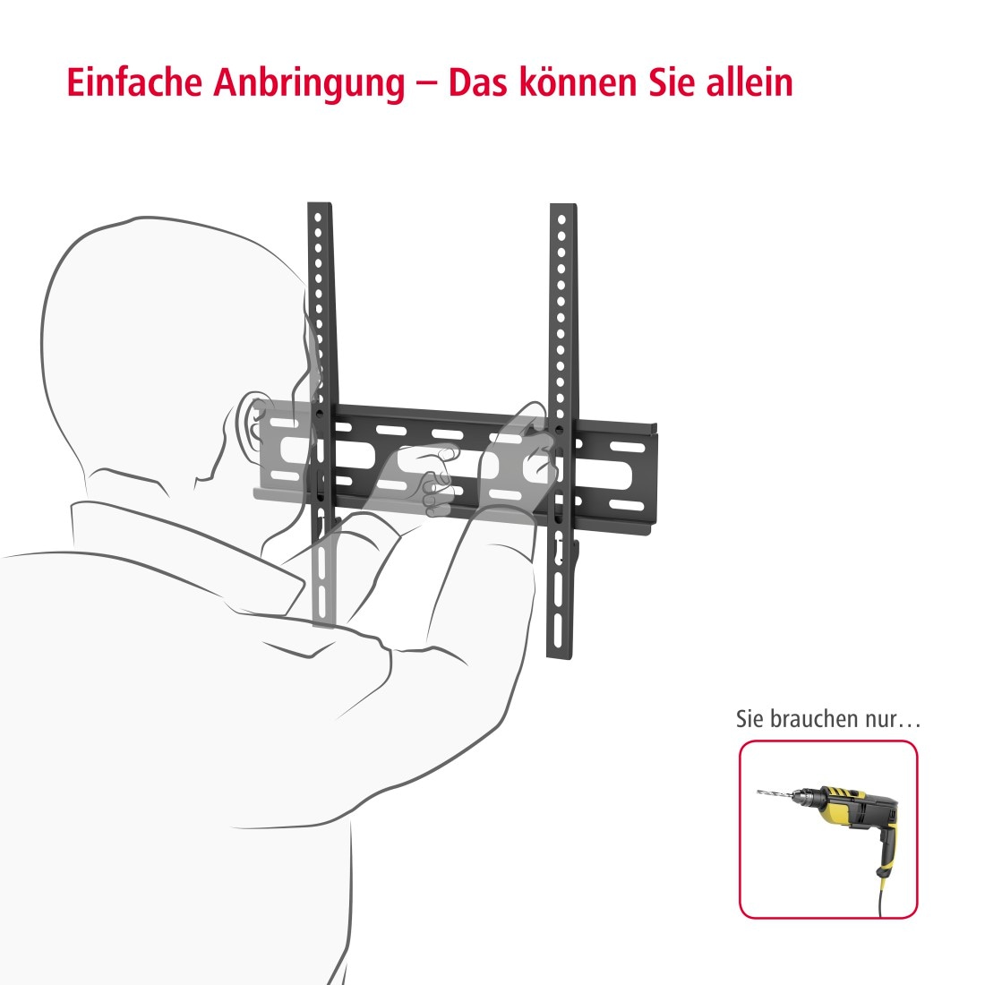 Hama TV-Wandhalterung »Wandhalterung (fix, 32" - 75", VESA 400x400)«, bis 191 cm Zoll