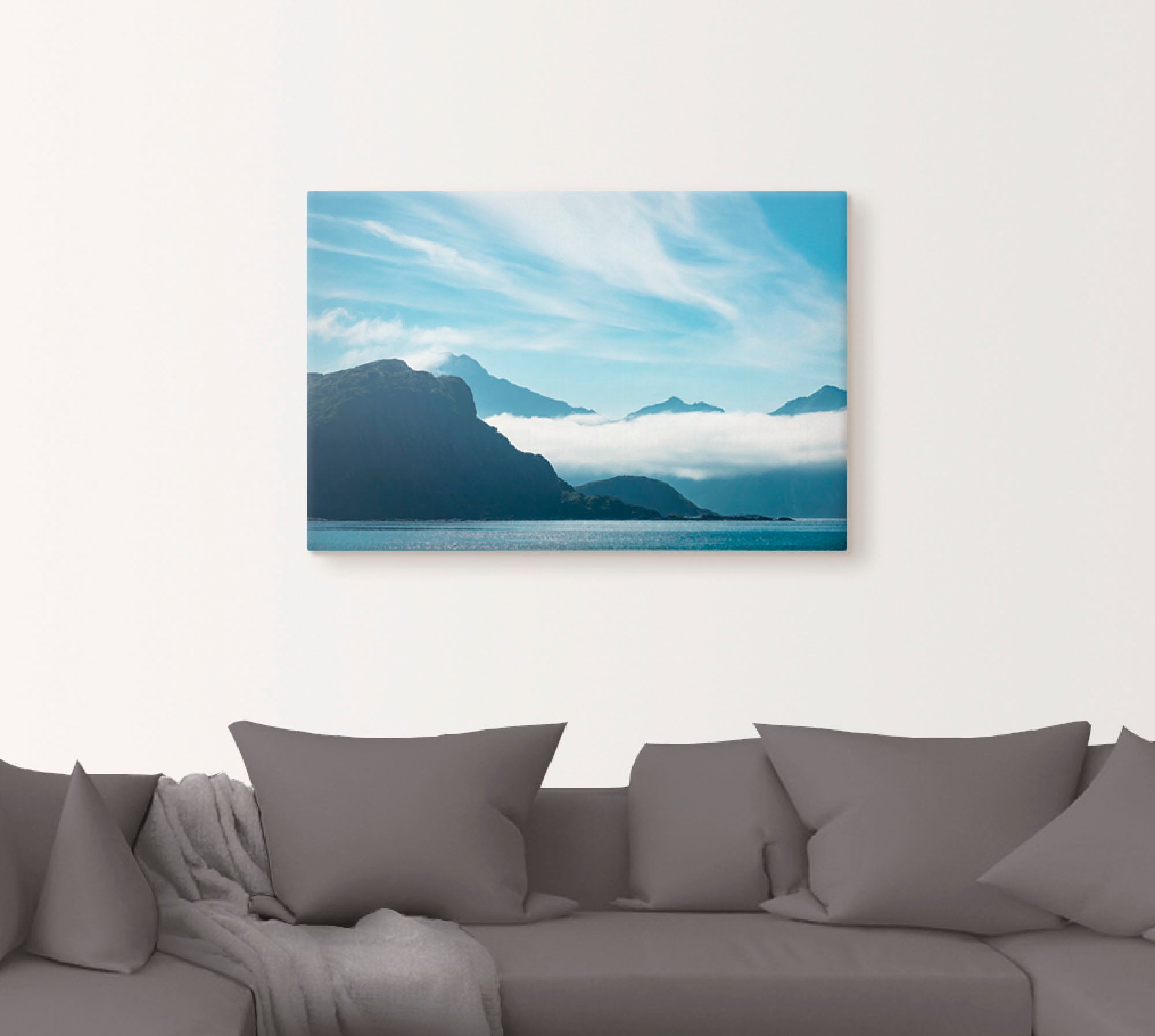 Artland Leinwandbild »Haukland Beach Lofoten« Berge 1 Stk. tlg. auf Holzrahmen gespannt