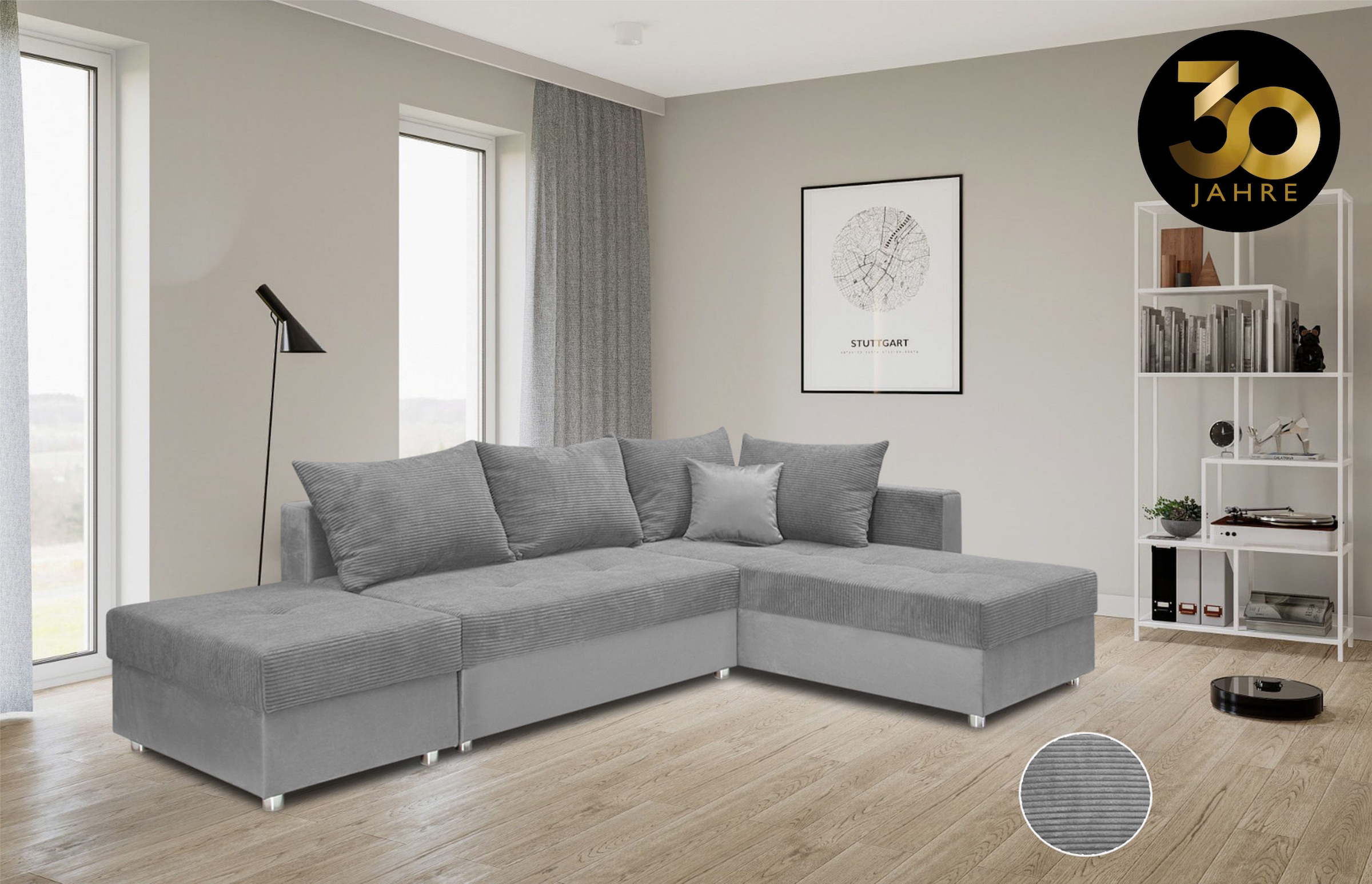 COLLECTION AB Ecksofa »Italia L-Form«, mit Bettfunktion und Bettkasten, in Cord-Samt Mix