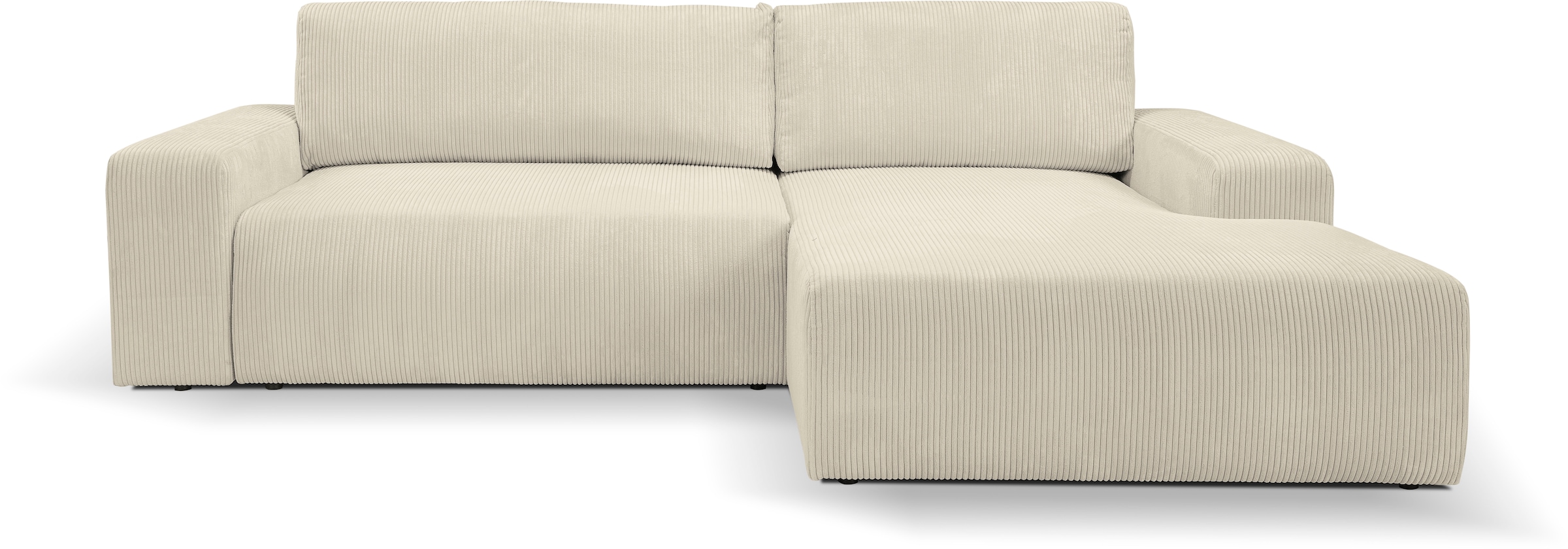WERK2 Ecksofa »Rotterdam-L, kuschelweicher Cord oder Breitcord, L-Form, Breite 267 cm« Design Ecksofa mit Schlaffunktion & Bettkasten, Cord, Natur