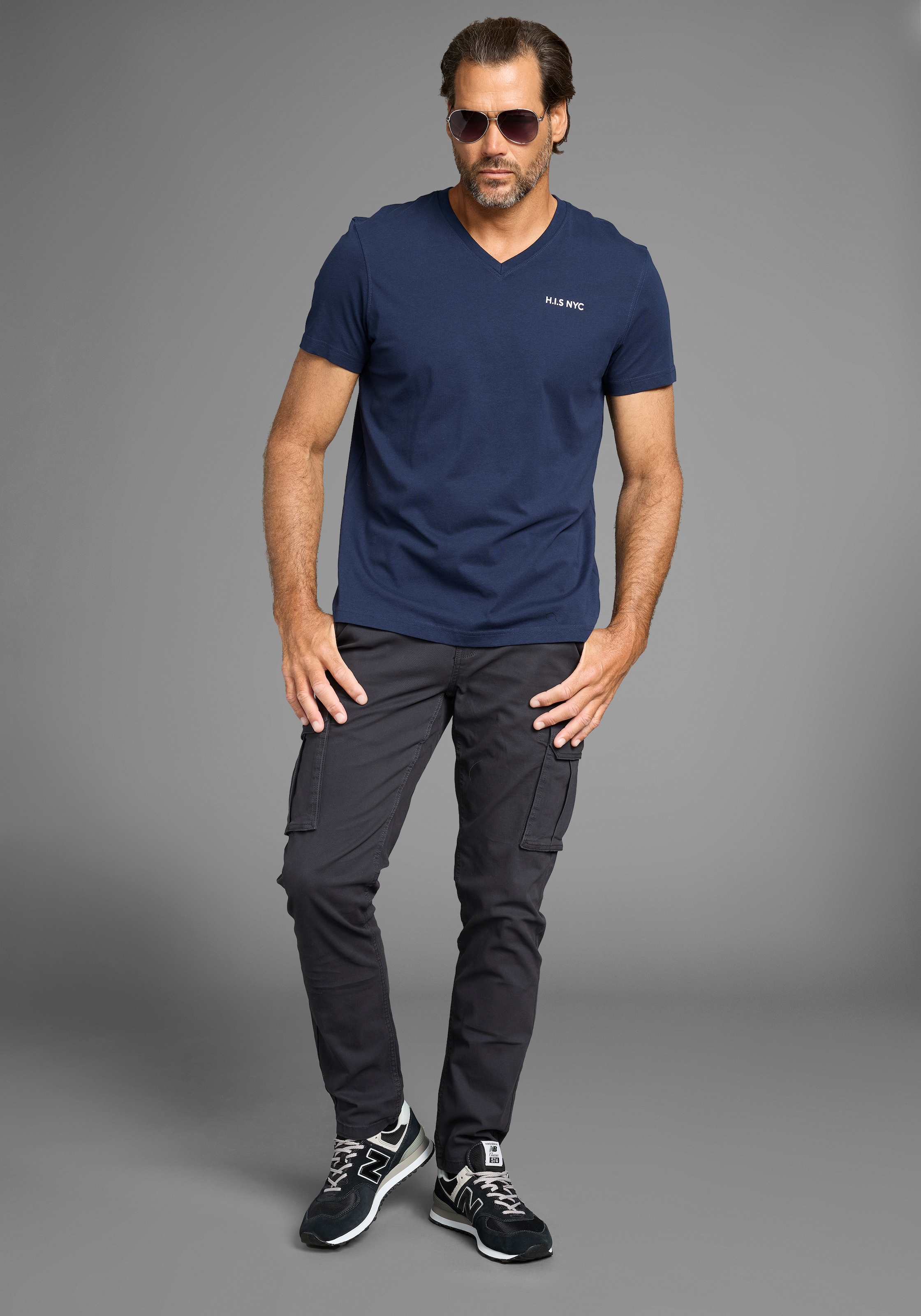 H.I.S V-Shirt, (3-er Pack), Kurzarm, Slim Fit, aus Baumwolle