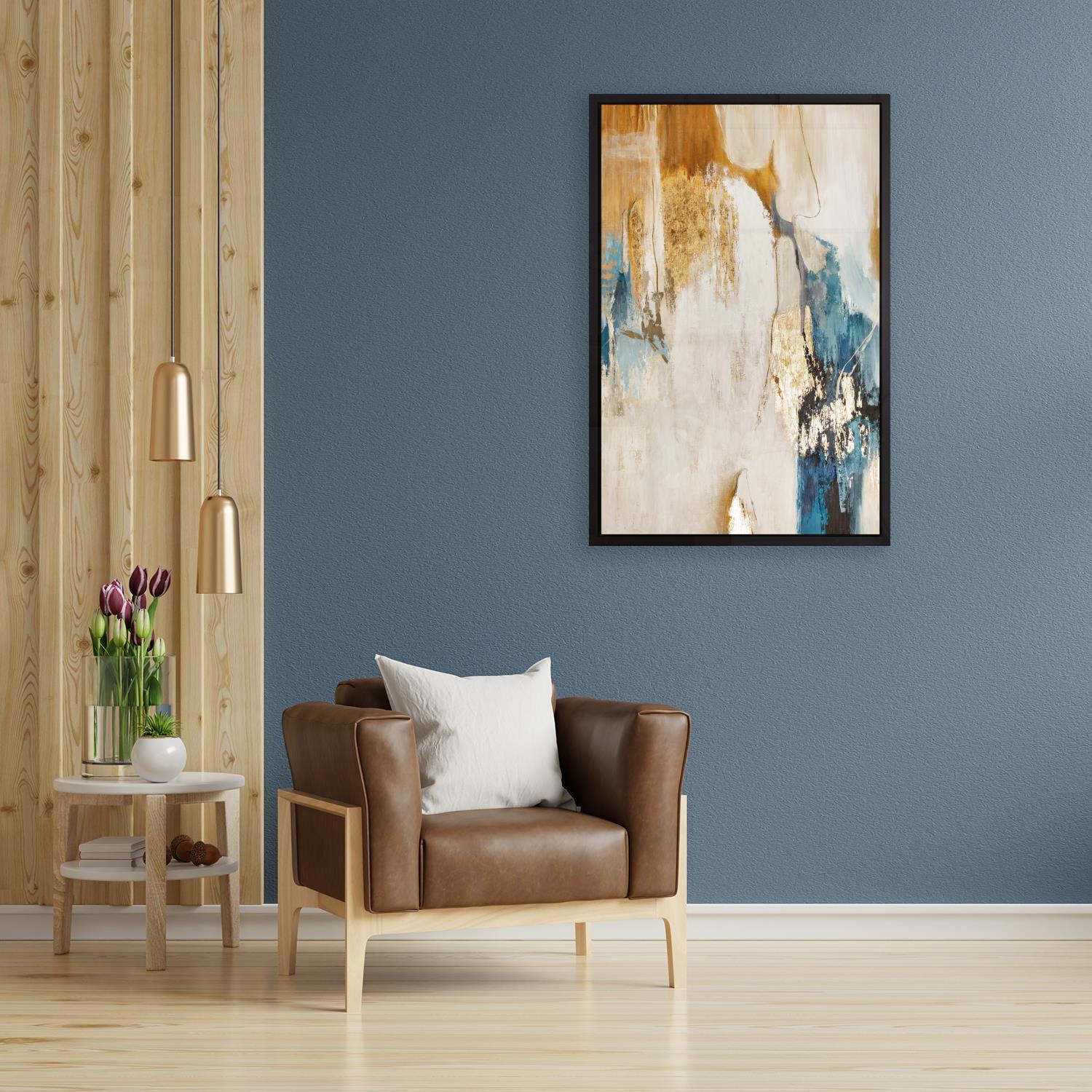 queence Leinwandbild »Abstrakt Beige und Gold«, Abstrakt-Abstrakte-Kunst-Modern, mit einem Schattenfugenrahmen veredelt