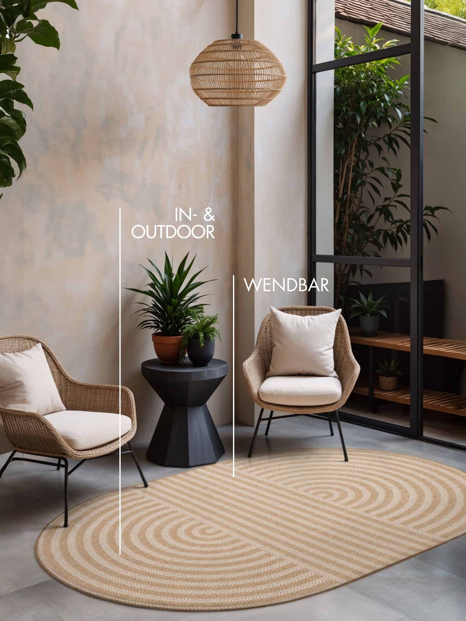 Ted Baker Teppich »Woodfield« oval 8 mm Höhe Designteppich, Wetterfest, Pflegeleicht, Modern, Wohnzimmer, Terrasse