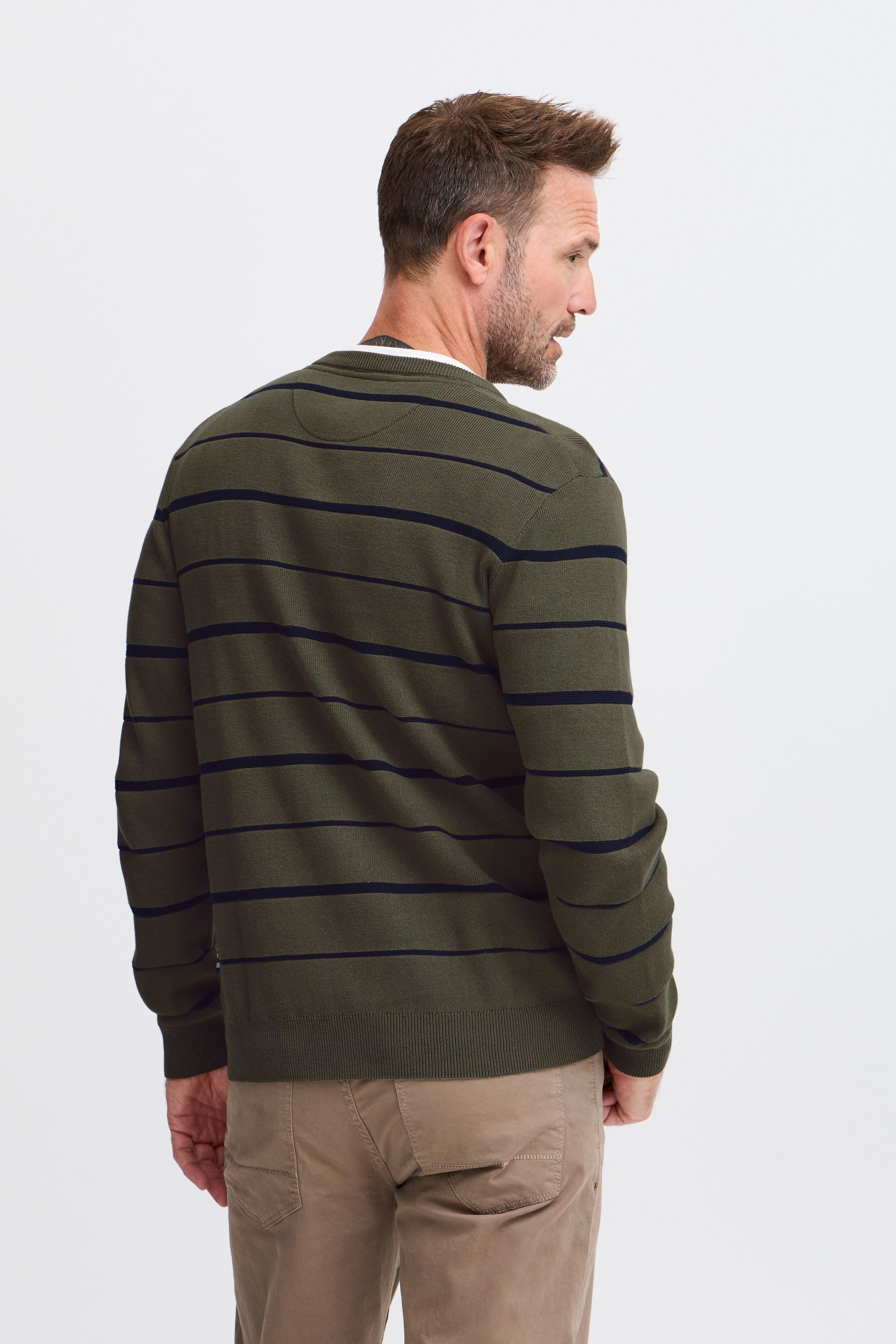 FQ1924 Strickpullover »Strickpullover FQKYLE reversed strip crewneck neck«