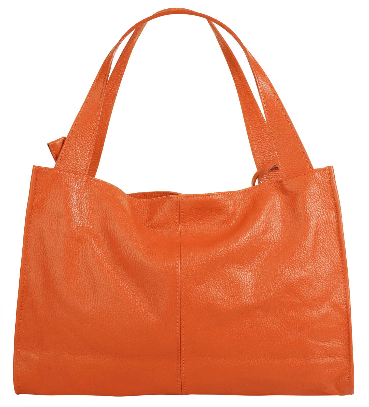 Shopper CLUTY, Damen, Gr. B/H/T: 40cm x 28cm x 11cm onesize, orange, Leder, leicht glänzend, unifarben, Taschen Shopper, echt Leder, Made in Italy 2