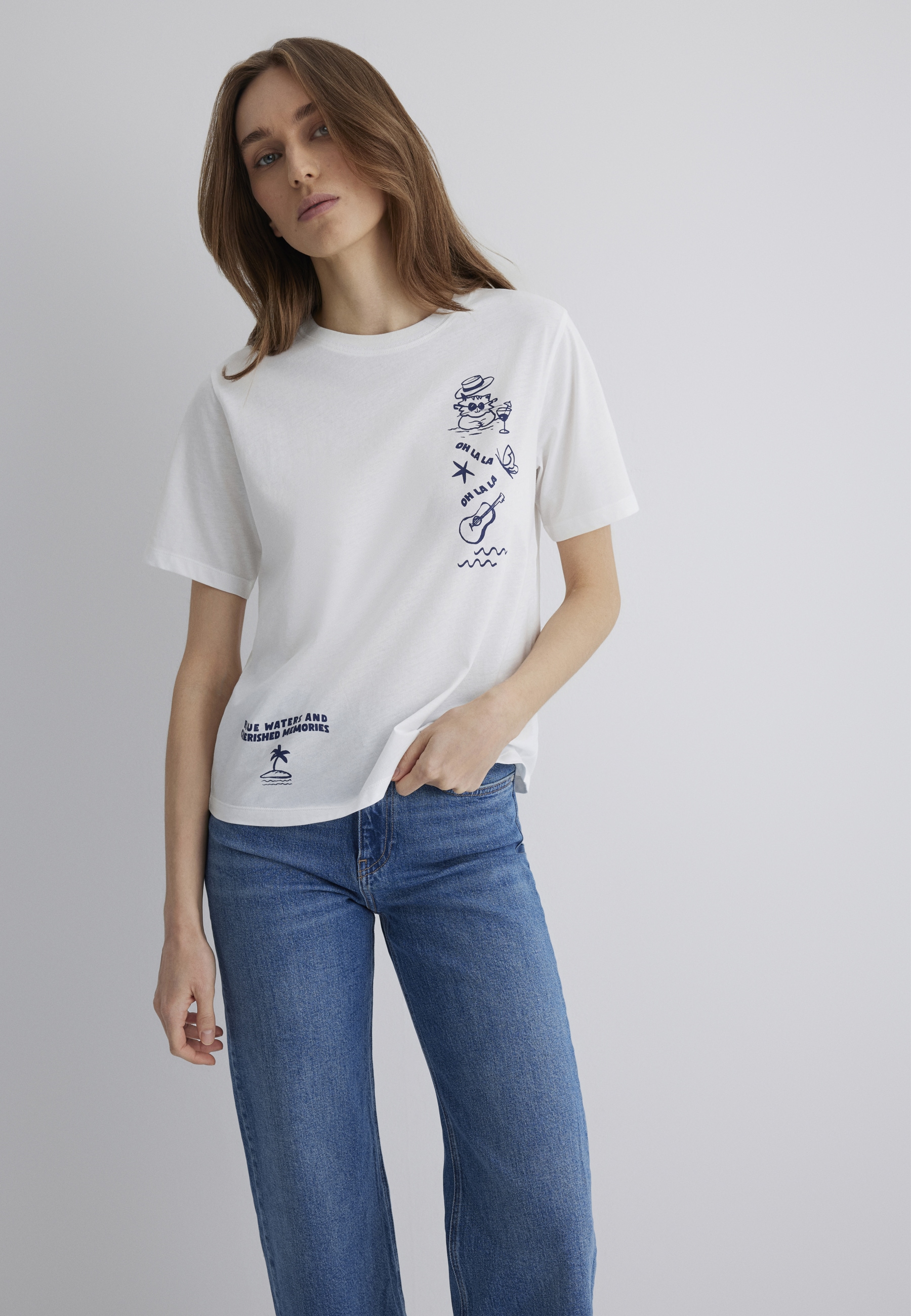 Mavi T-Shirt "BEACH PRINTED T-SHIRT", Katzen T-Shirt günstig online kaufen