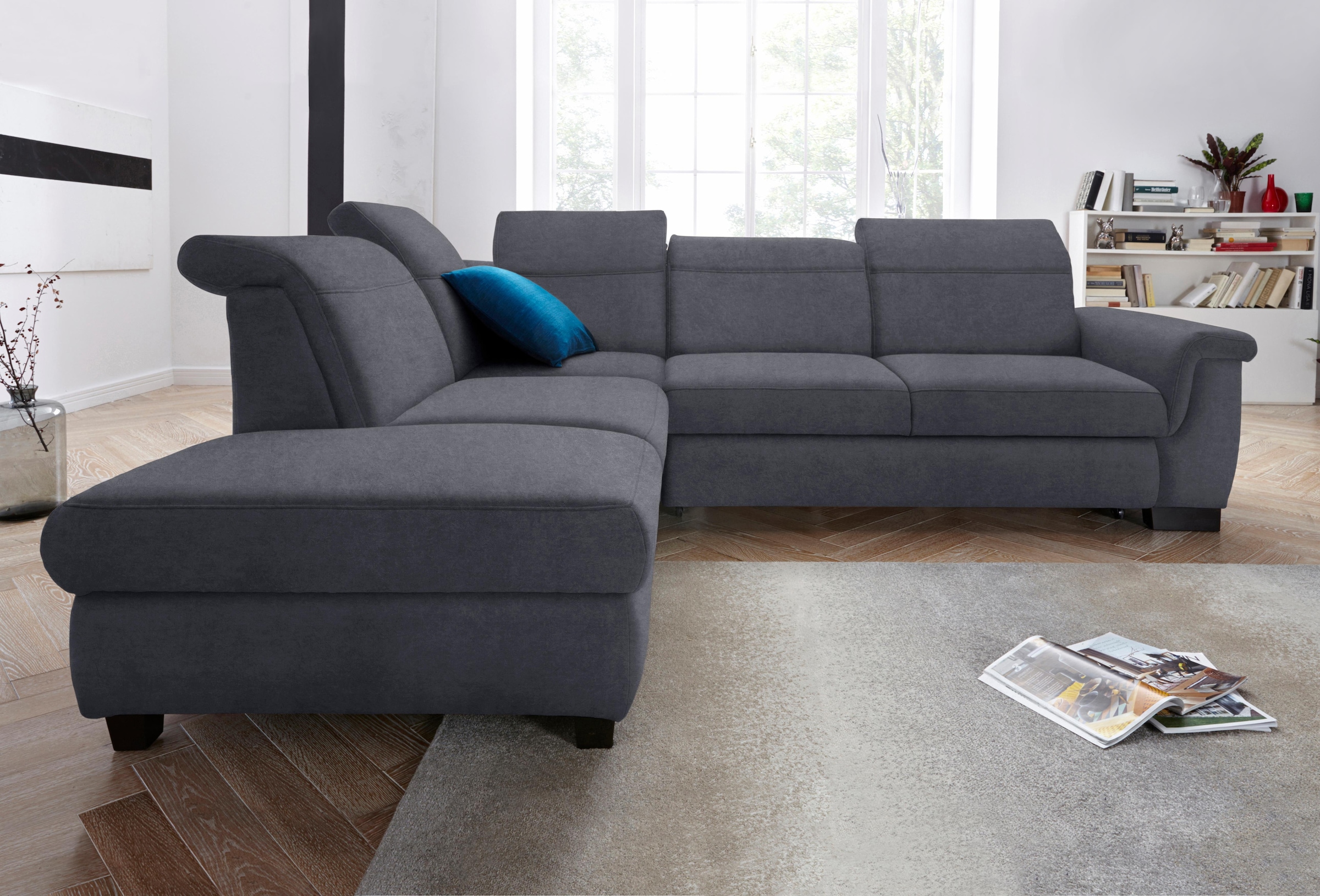DOMO collection Ecksofa "Sully komfortables Sofa, L-Form" wahlweise mit Bettfunktion und Kopf- bzw. Rückenverstellung