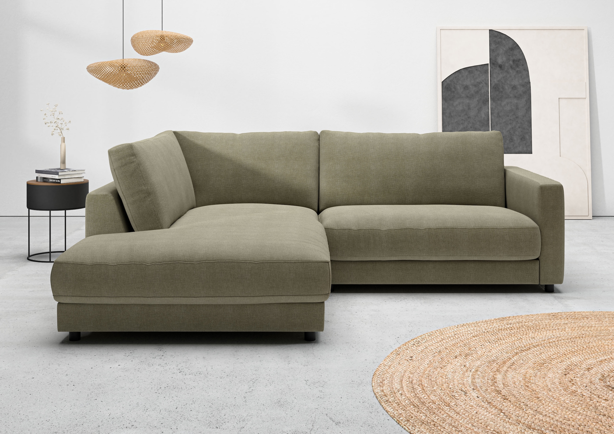 Home affaire Ecksofa "Ecksofa Jiro, L-Form, große Sitztiefe, Breite 252 cm" lose Sitz- & Rückenkissen, weicher Polsteraufbau, komfortabel & modern