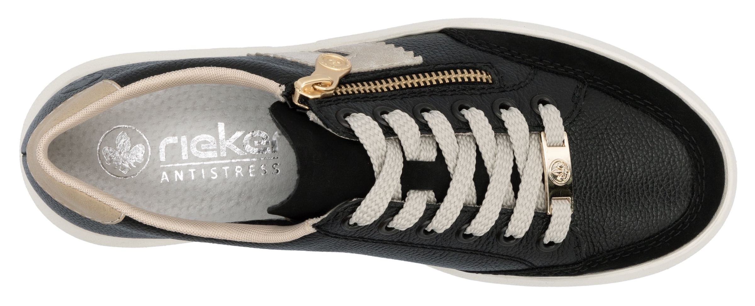 Rieker Plateausneaker, Schnürschuh, Halbschuh, Freizeitschuh mit seitlichem Reißverschluss