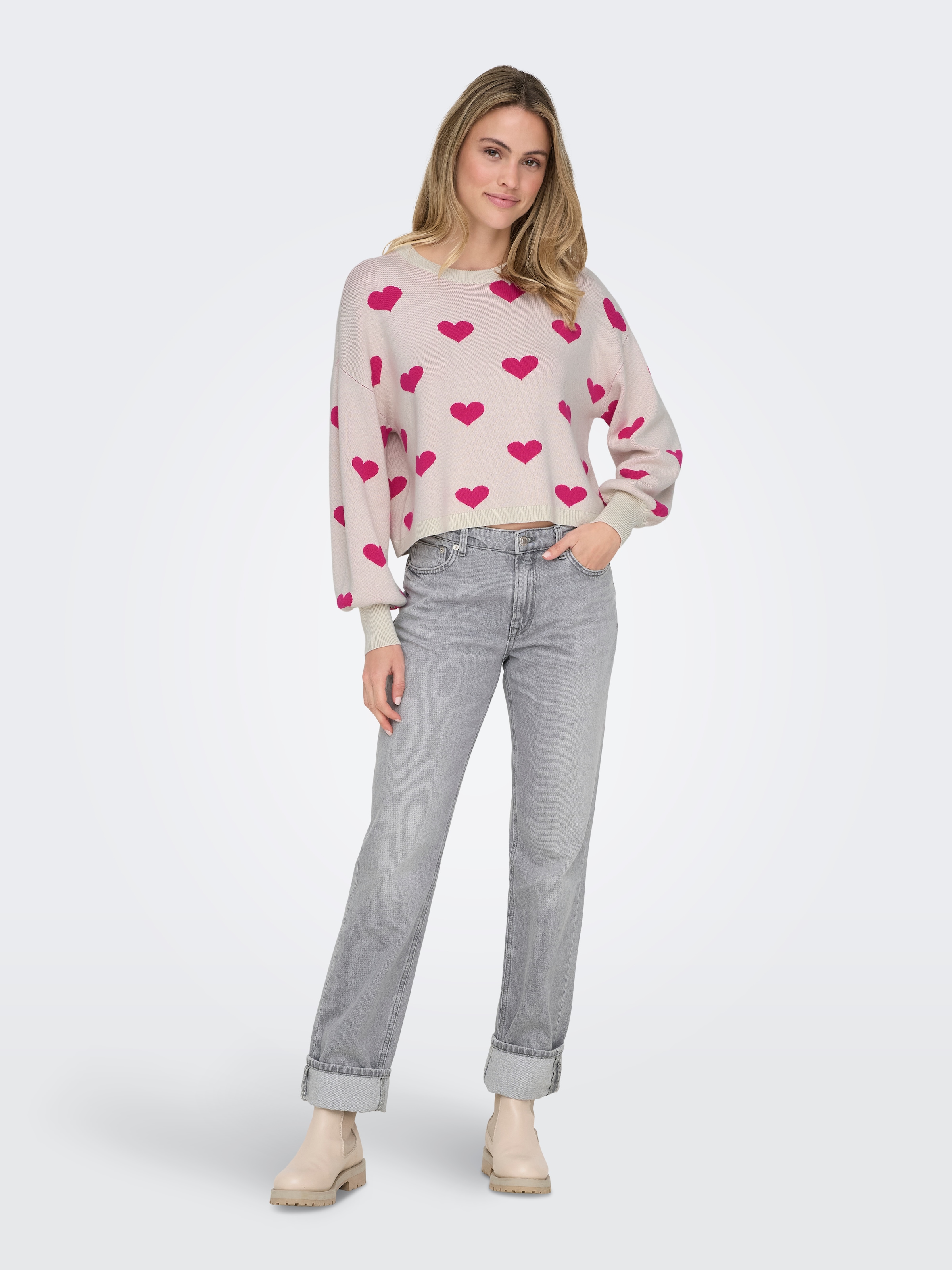 ONLY Strickpullover »ONLMONTANA LS JQ O-NECK CC KNT«, mit Rippbündchen