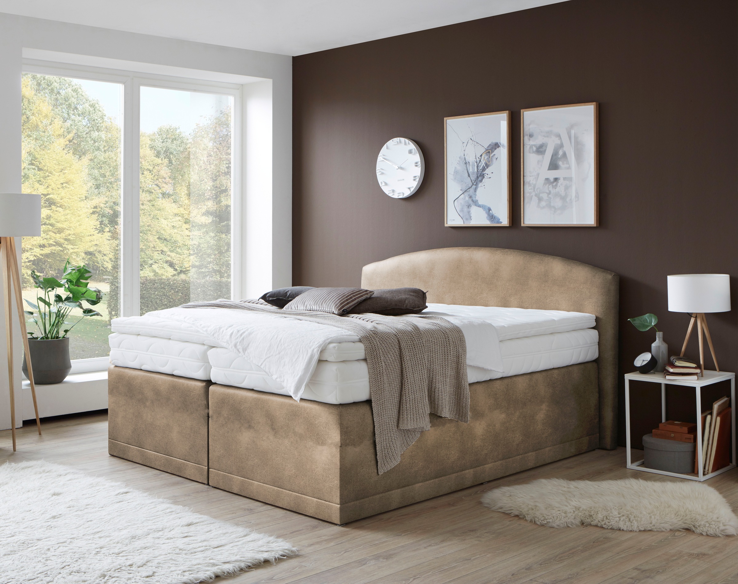 Boxspringbett "Madeira", beige, B:195cm L:210cm, WESTFALIA SCHLAFKOMFORT, Komplettbetten, Boxspringbett 8