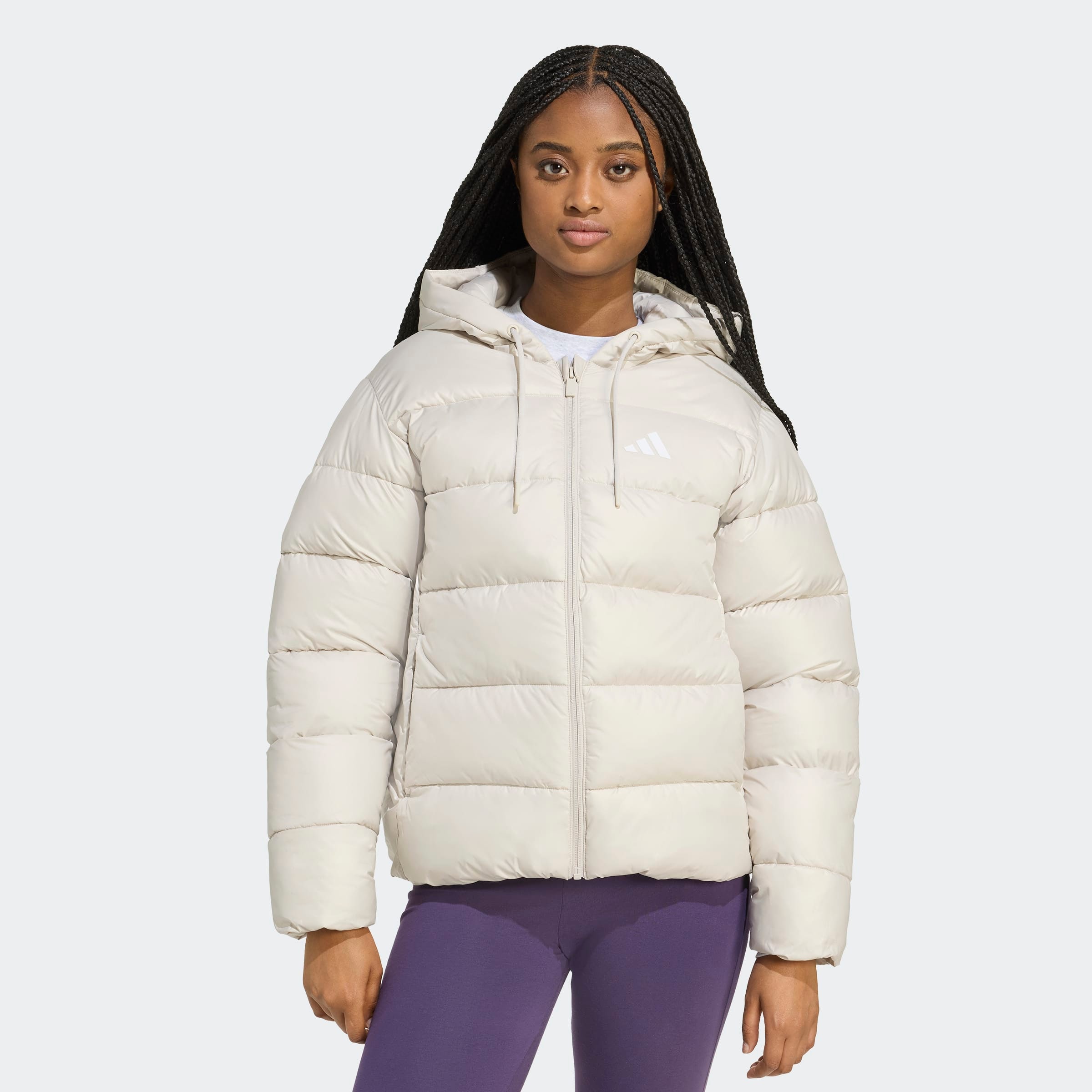 Damen Winterjacke "ESSENTIALS CLIMAWARM KUNSTDAUNEN PUFFER", beige, Gr. L, ADIDAS SPORTSWEAR, Obermaterial: 100% Polyester, Jacken