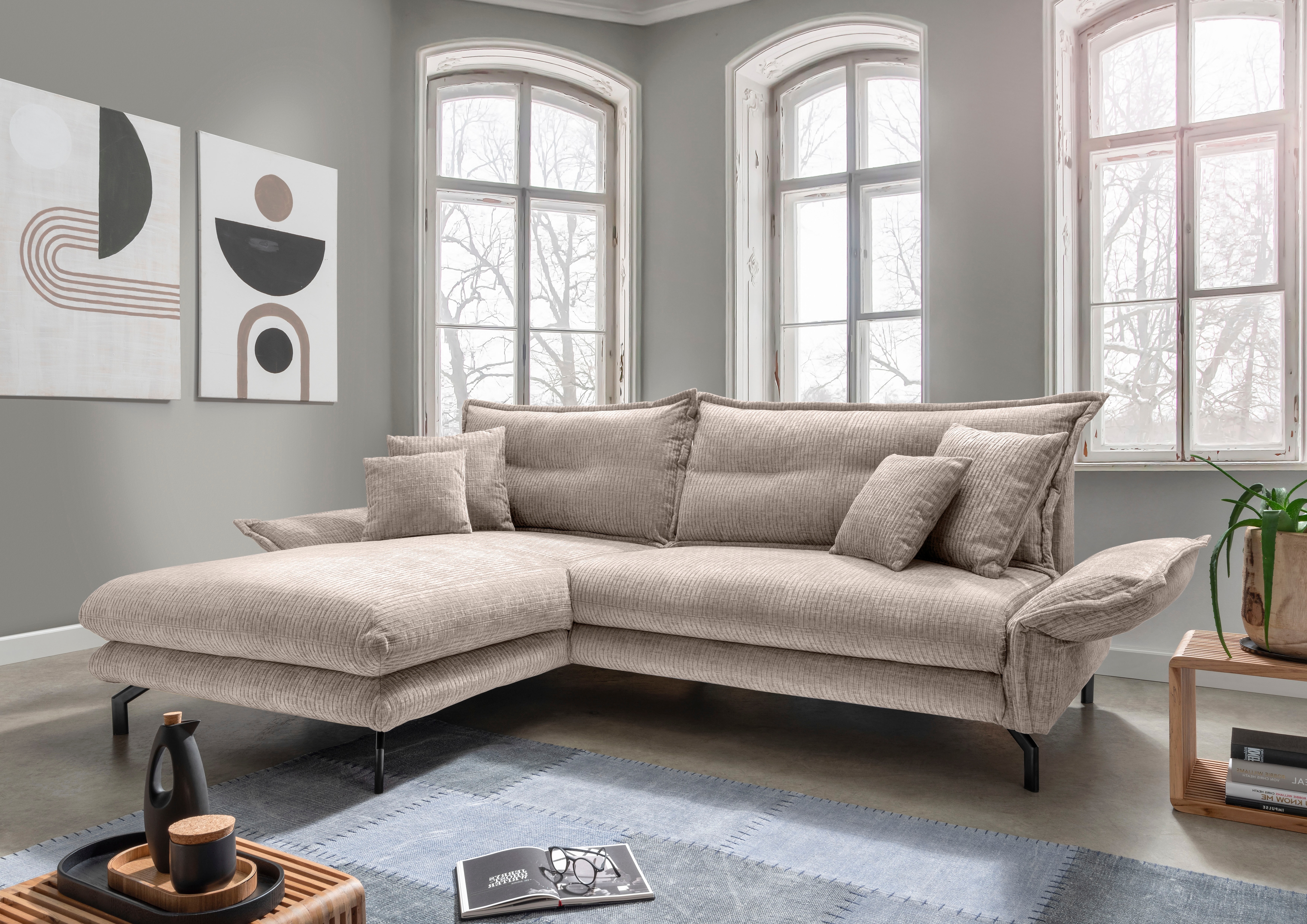 Home affaire Ecksofa "Lava modern & bequem, Breite 255cm, tolle Detailverarbeitung" Armlehnen verstellbar