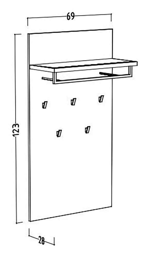 Mäusbacher Garderobenpaneel »Nova Garderobe« mit Kleiderstange und Hutablage BHT 69x123x28 cm
