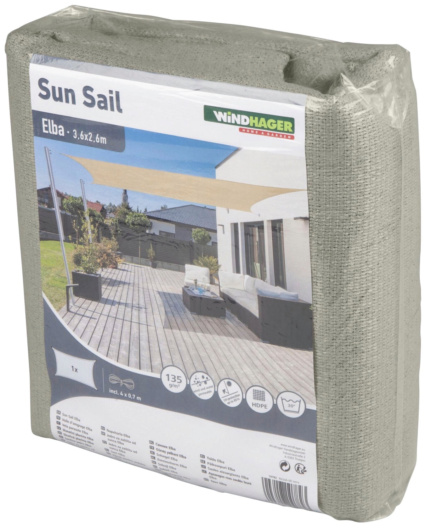 Windhager Sonnensegel »Elba Dreieck«, 3,6x3,6x3,6m, beige