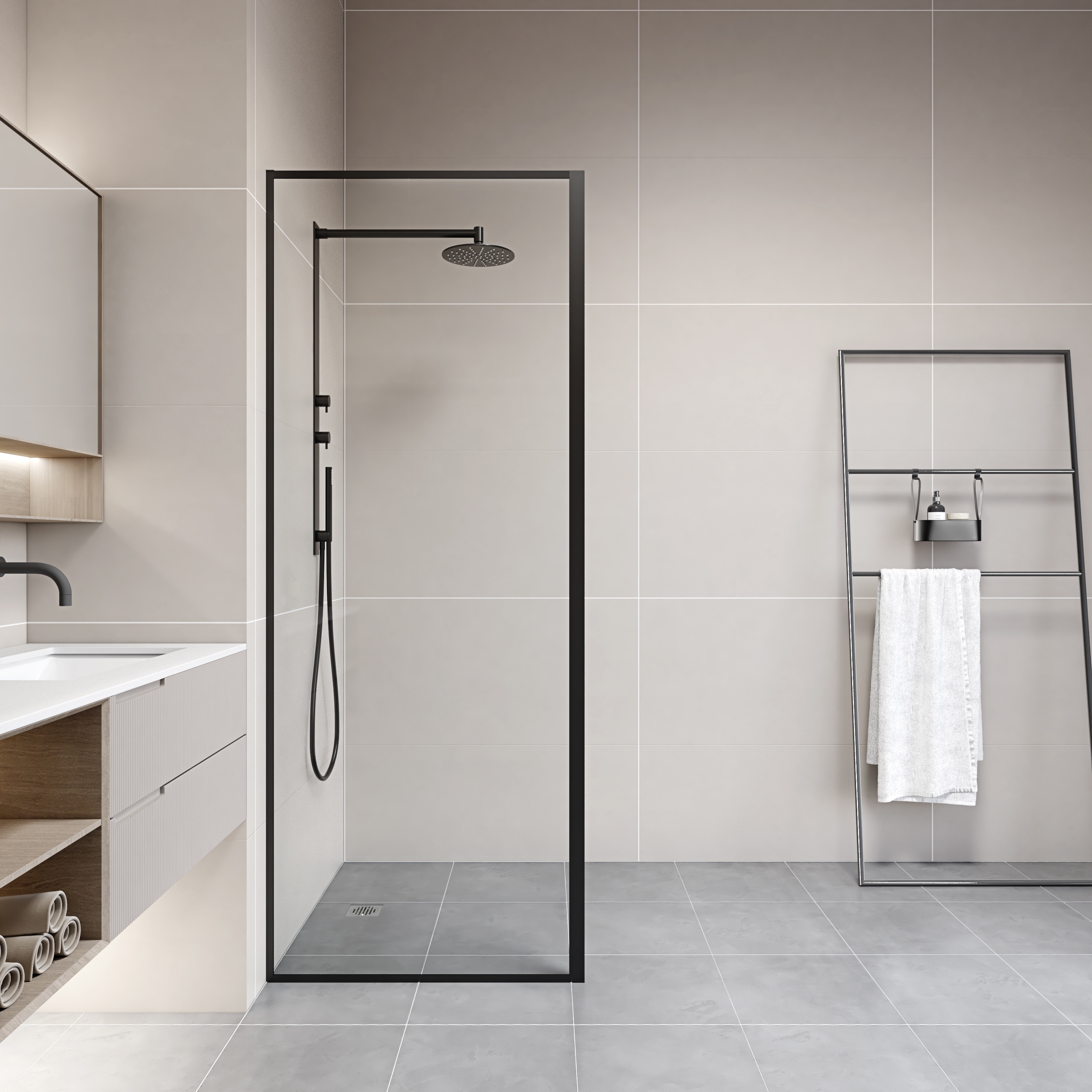 Marwell Walk-in-Dusche "Style" seitenverkehrt aufbaubar, hochwertige Aluminiumprofile