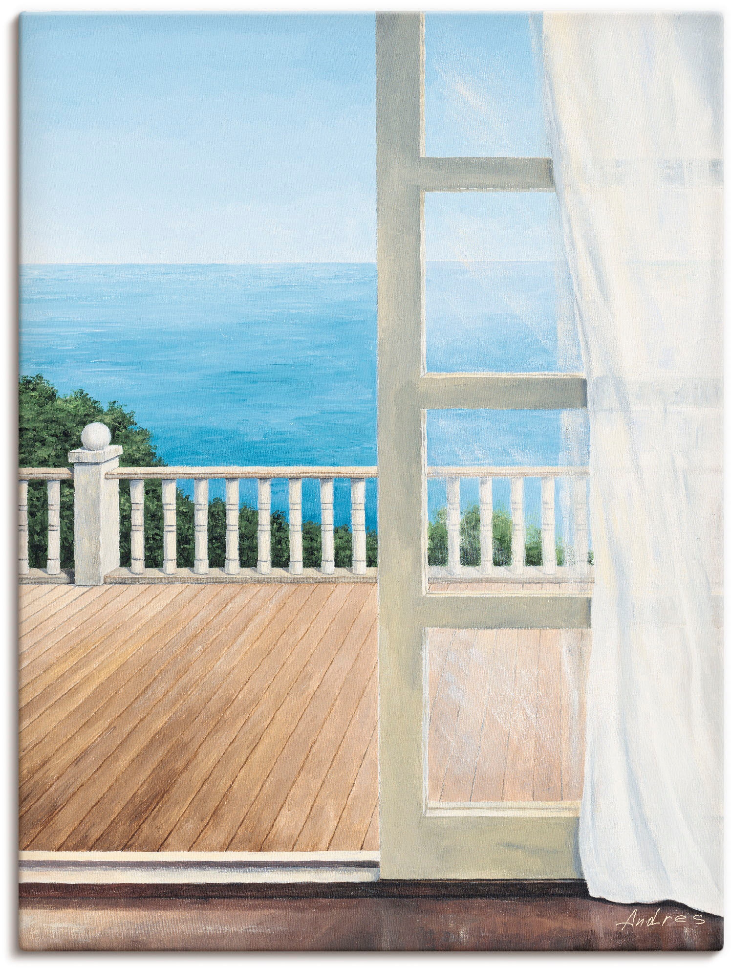 Artland Wandbild »Veranda mit Meerblick«, Fensterblick, (1 St.), als  Alubild, Leinwandbild, Wandaufkleber oder Poster in versch. Größen  bestellen | BAUR
