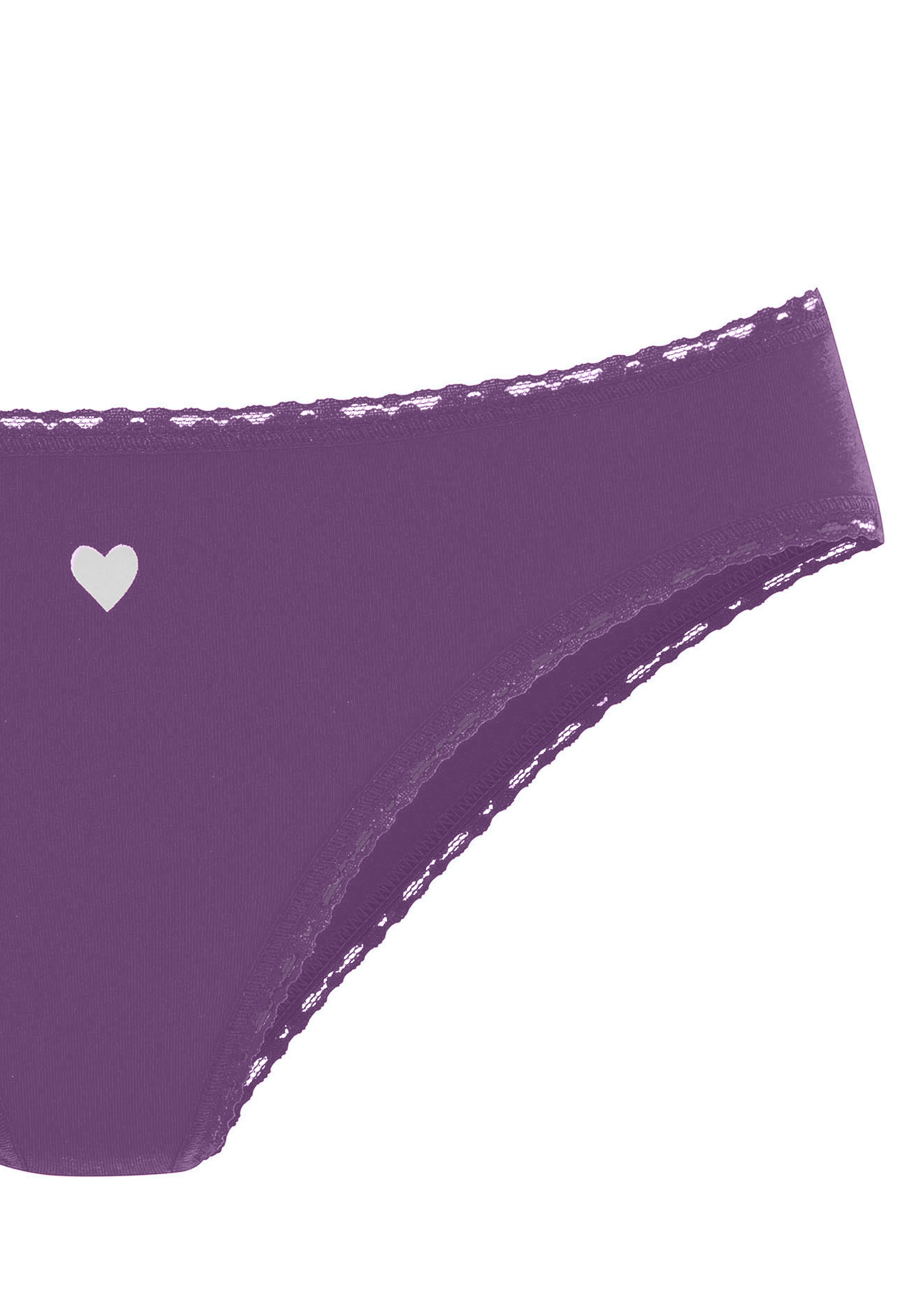 LASCANA Jazz-Pants Slips, (5er-Pack), mit süßen Herzchen-Prints und aus elastischer Baumwoll-Qualität