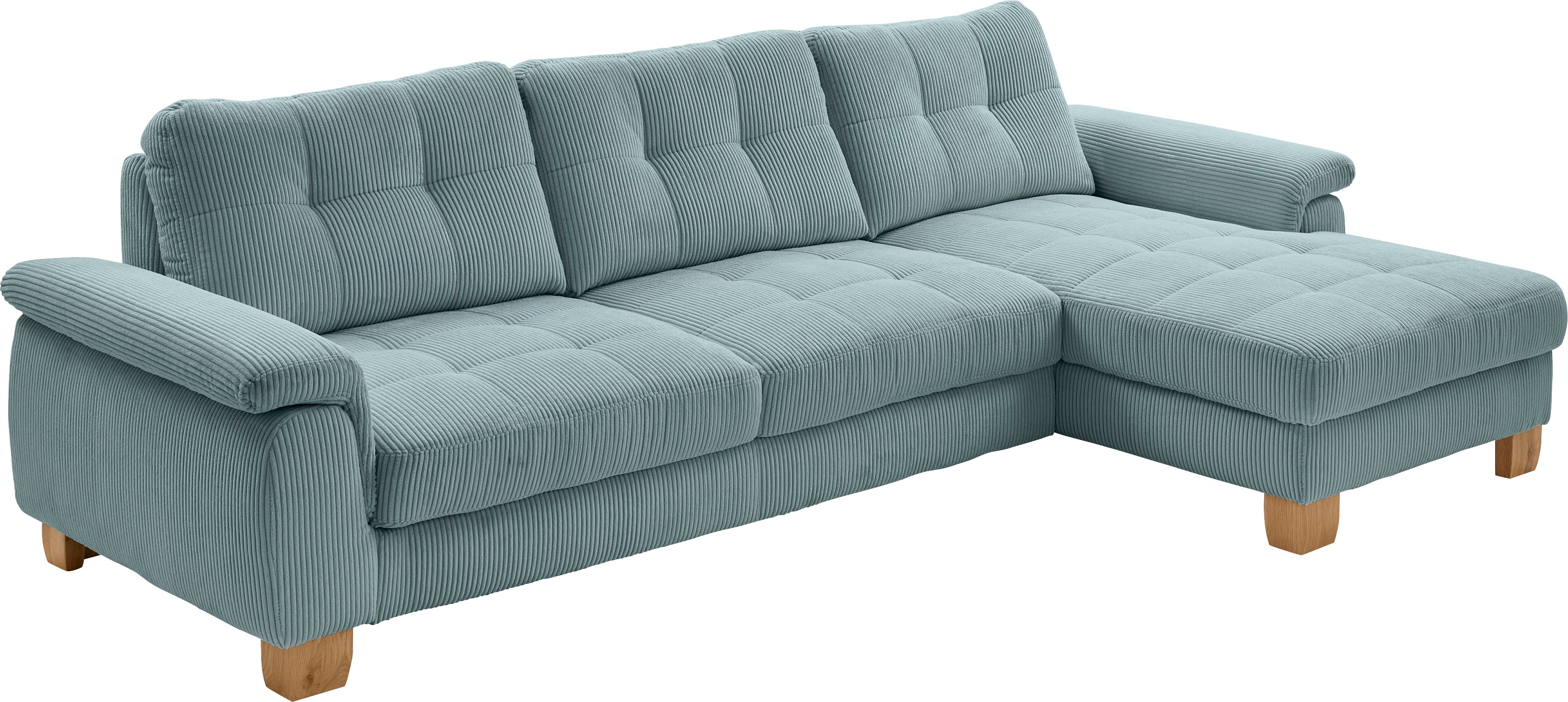 Die PlanBar Ecksofa "PP-LA19101 L-Form, Breite 316 cm" wahlweise mit Schlaffunktion und verstellbaren Kopfstützen, in Cord