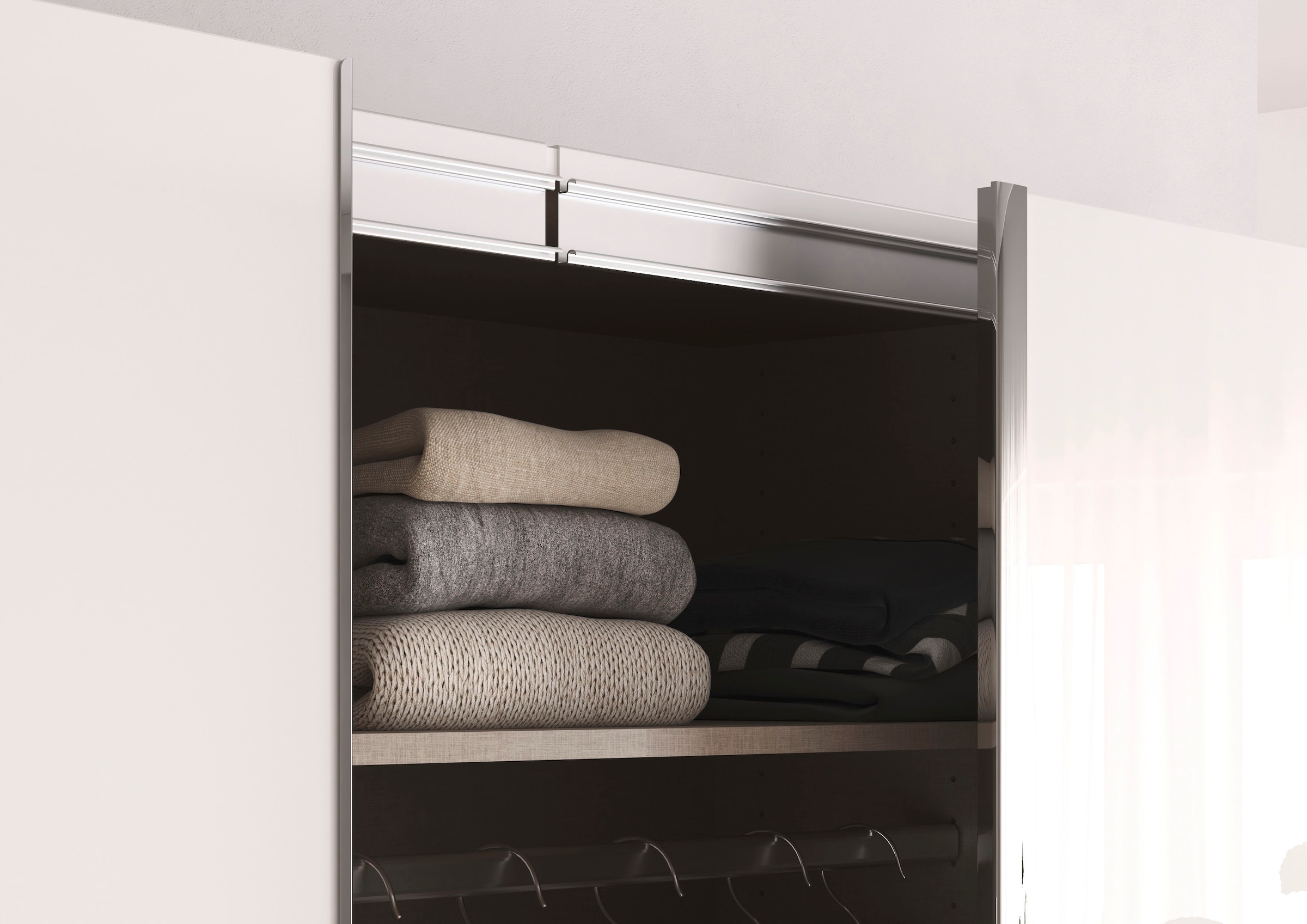 rauch Schwebetürenschrank »Kleiderschrank Schrank Garderobe Wäscheschrank Ankleide SYNCRONO« Mitteltüren öffnen parallel, Breiten 271/316/361 cm Höhen 211/230 cm,  Mitteltüren mit praktischer Synchron-Öffnung MADE IN GERMANY