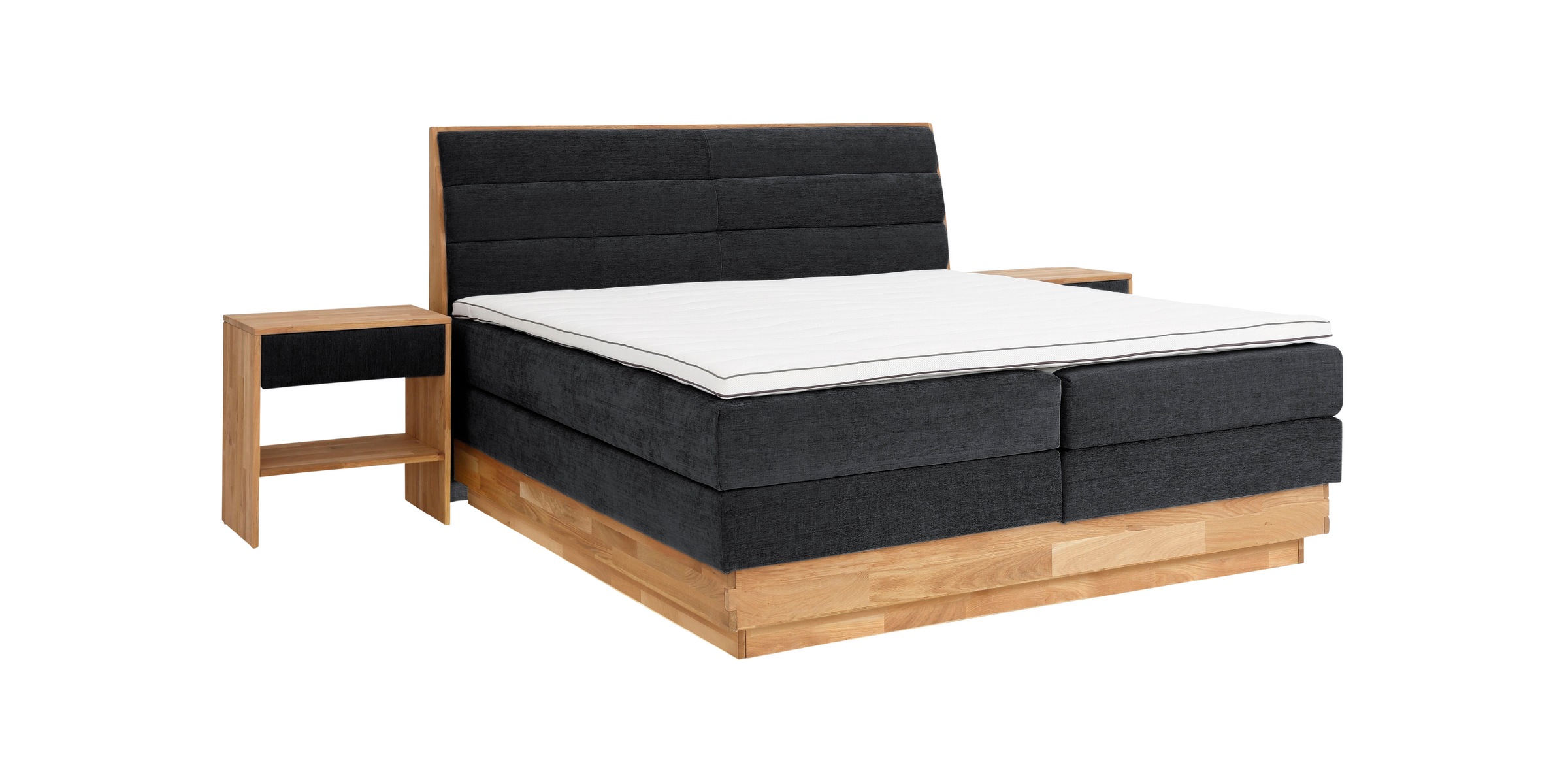 OTTO products Boxspringbett »Jenna«, ohne LED-Beleuchtung, mit zertifizierten, recycelten Bezugsstoffen