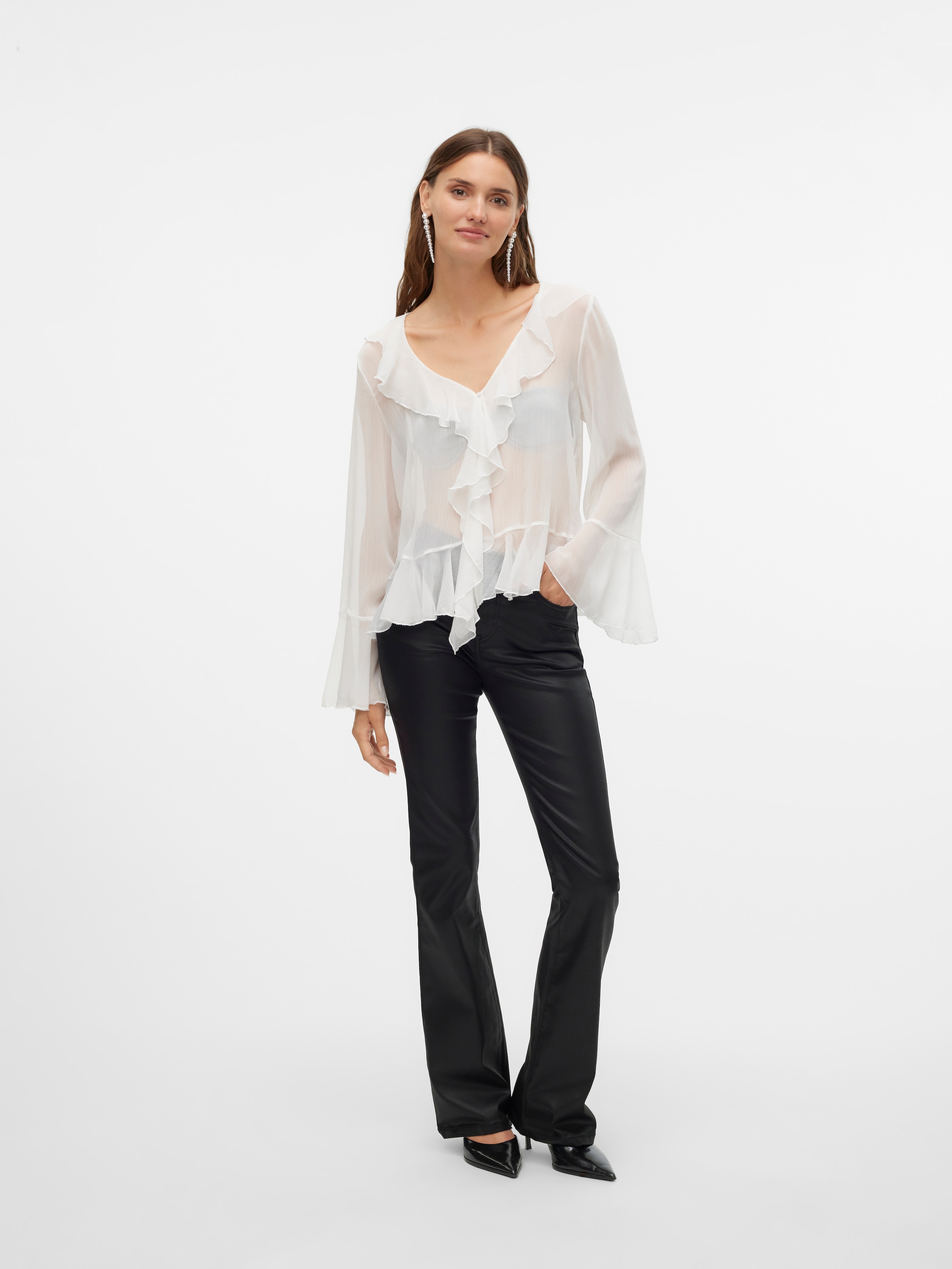 Vero Moda Bootcut-Jeans »VMFLASH MR FLARED COATED PANTS NOOS«