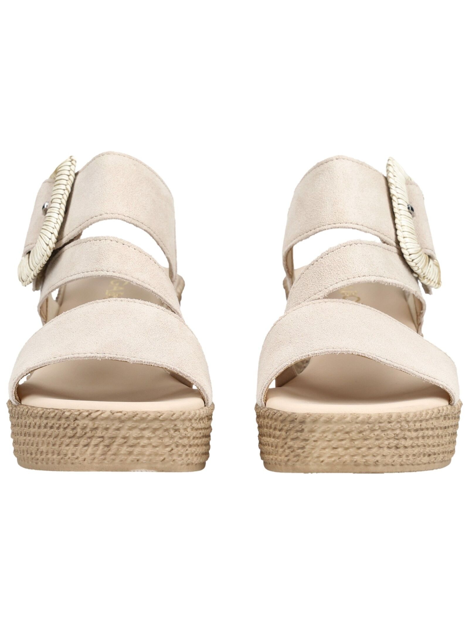 Keilsandalette GABOR "Gabor Sandalen Veloursleder", Damen, Gr. 39, beige, Veloursleder, Schuhe 5