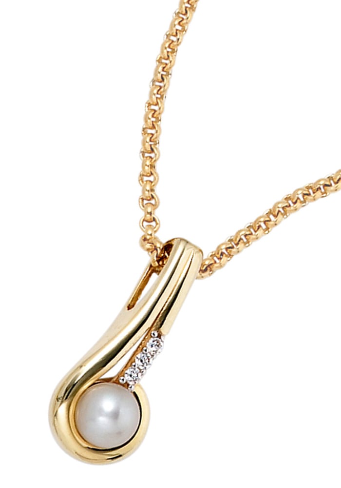 Süßwasser-Zuchtperle Perle«, mit JOBO BAUR Gold »Anhänger Perlenanhänger 333 kaufen | mit und Zirkonia