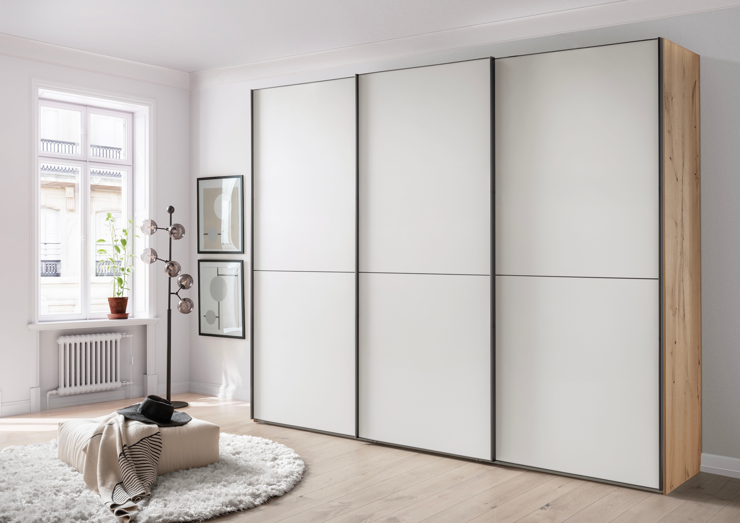 WIEMANN Schwebetürenschrank »Phoenix, Made in Germany, modernes Design, Highlight, Blickfang« Viele Farbkombinationen, in 4 Breiten und in 2 Höhen erhältlich,  maximaler Staurraum, inkl.Einlegeböden, Wäscheböden u. Dämpfer