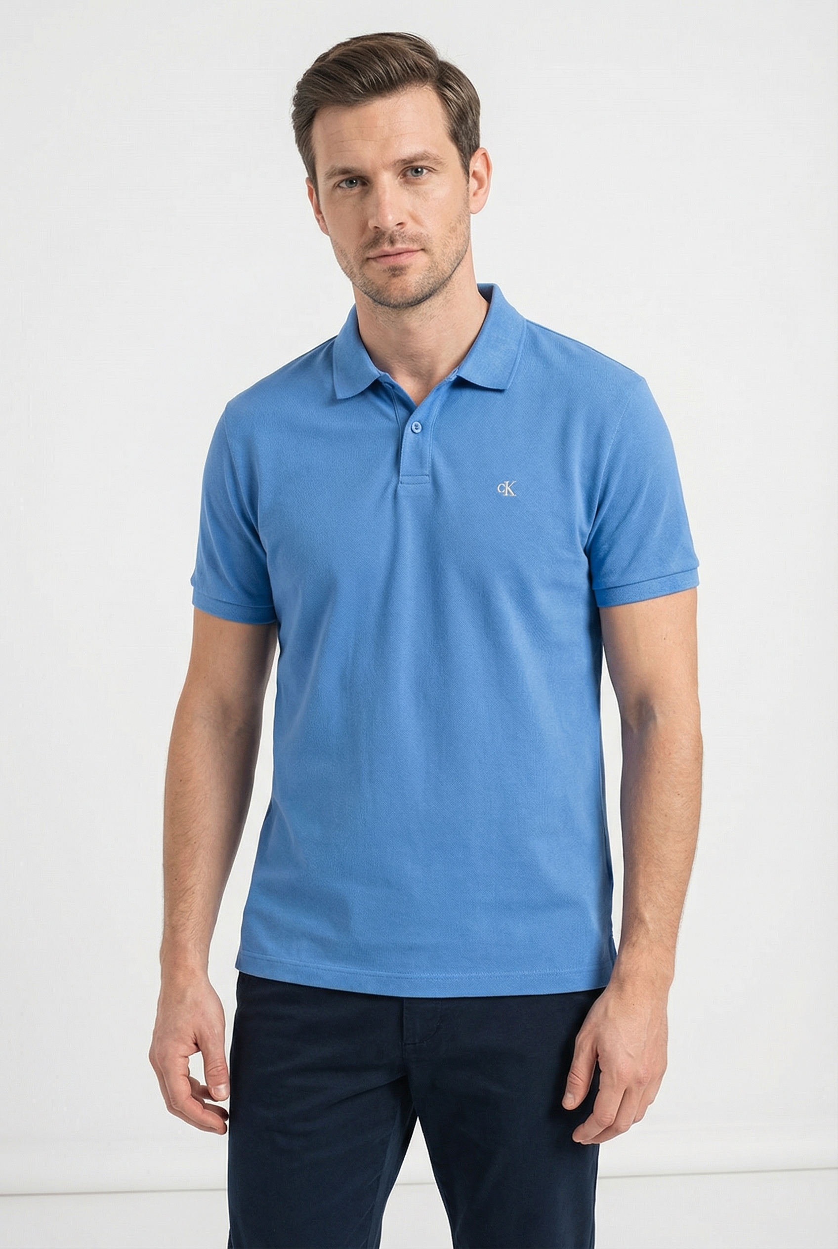 Poloshirt CALVIN KLEIN JEANS "SS CASUAL PIQUE CLASSIC POLO", Herren, Gr. S, french blau, Jersey, Obermaterial: 100% Baumwolle, regular fit normal, Rundhals, eingesetzt angesetztes Bündchen, Shirts, Mit Rundhalsausschnitt