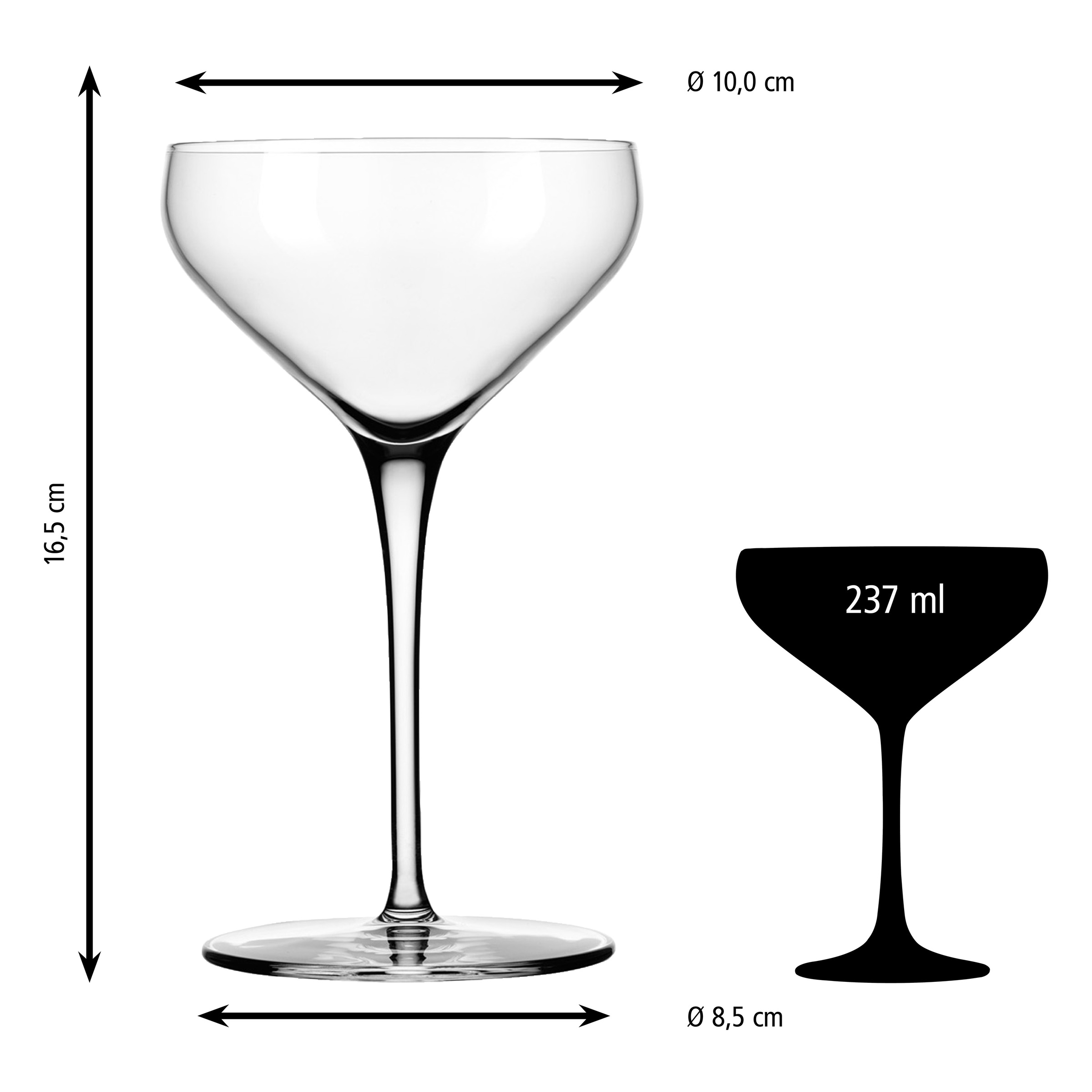 LIBBEY Martiniglas »Libbey Trinkglas, 12er Set -PRISM-«, (Set, 12 tlg.), 237 ml, hochwertig verarbeitet, im modernen Design