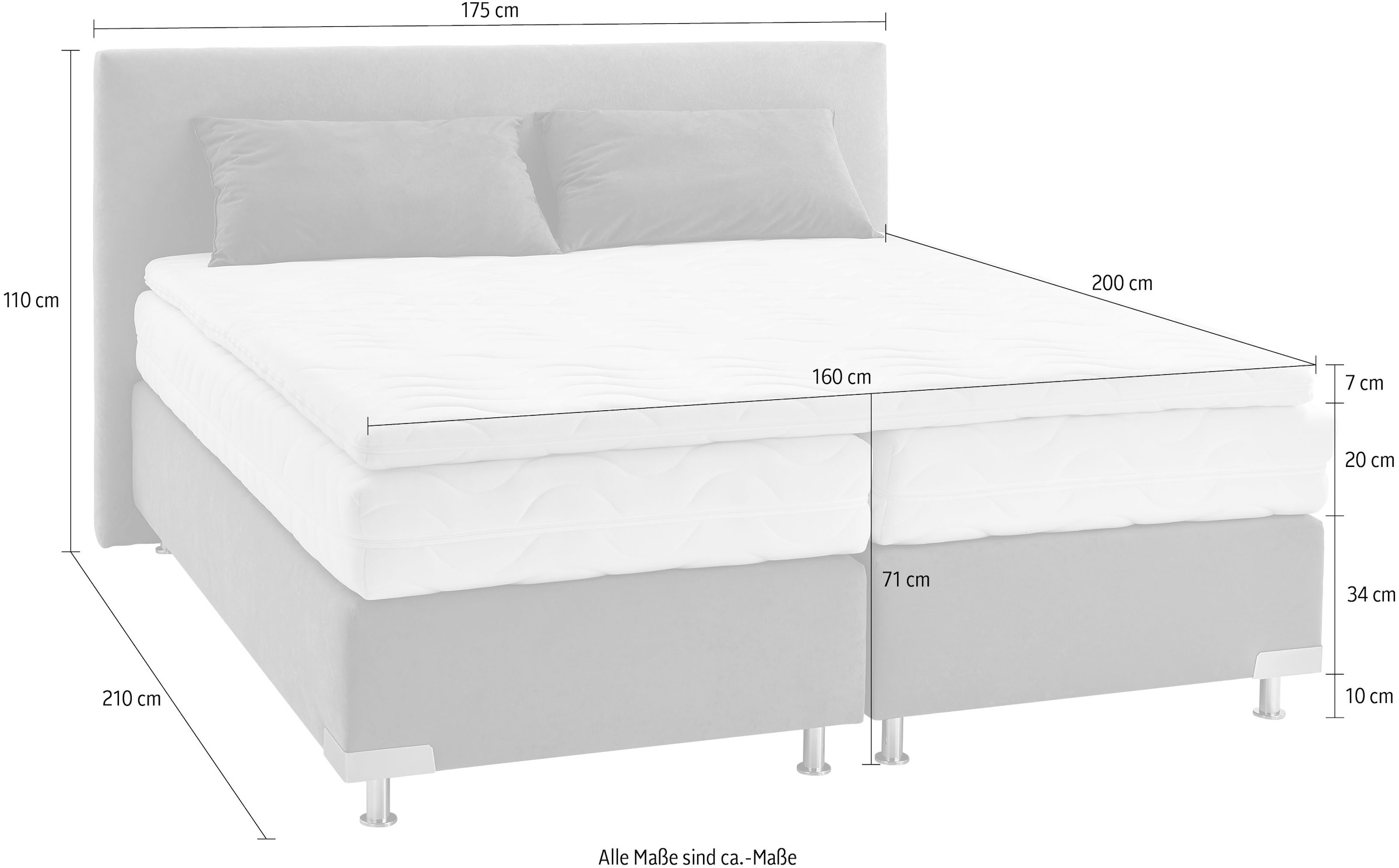 Westfalia Schlafkomfort Boxspringbett, mit dekorativen verchromten Eckelementen an der Box