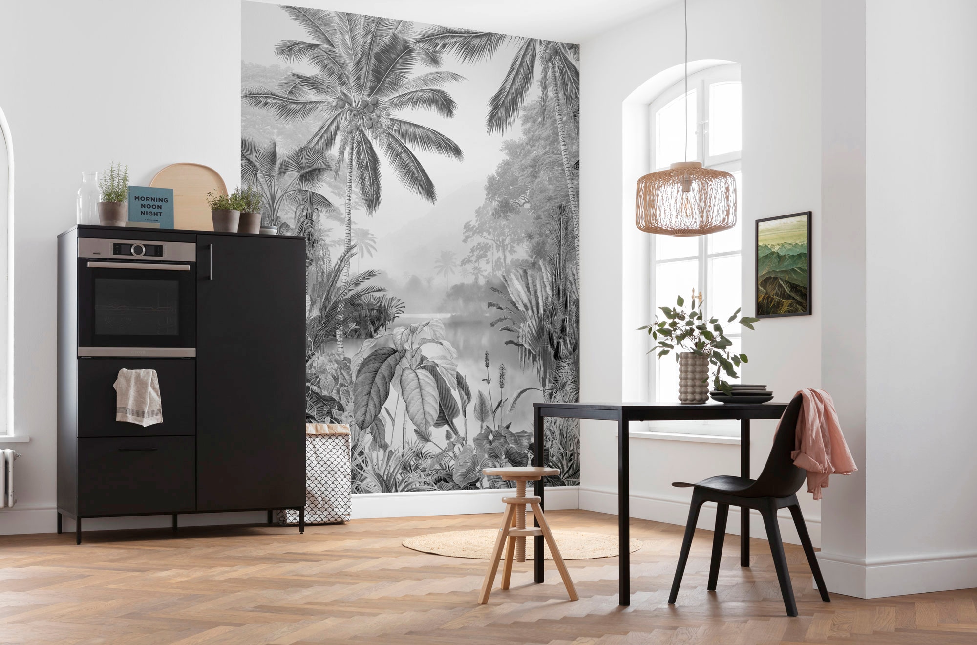 Komar Vliestapete »Digitaldruck Vlies - Lac Tropical Black & White - Größe 200 x 270 cm«, bedruckt, Wohnzimmer, Schlafzimmer