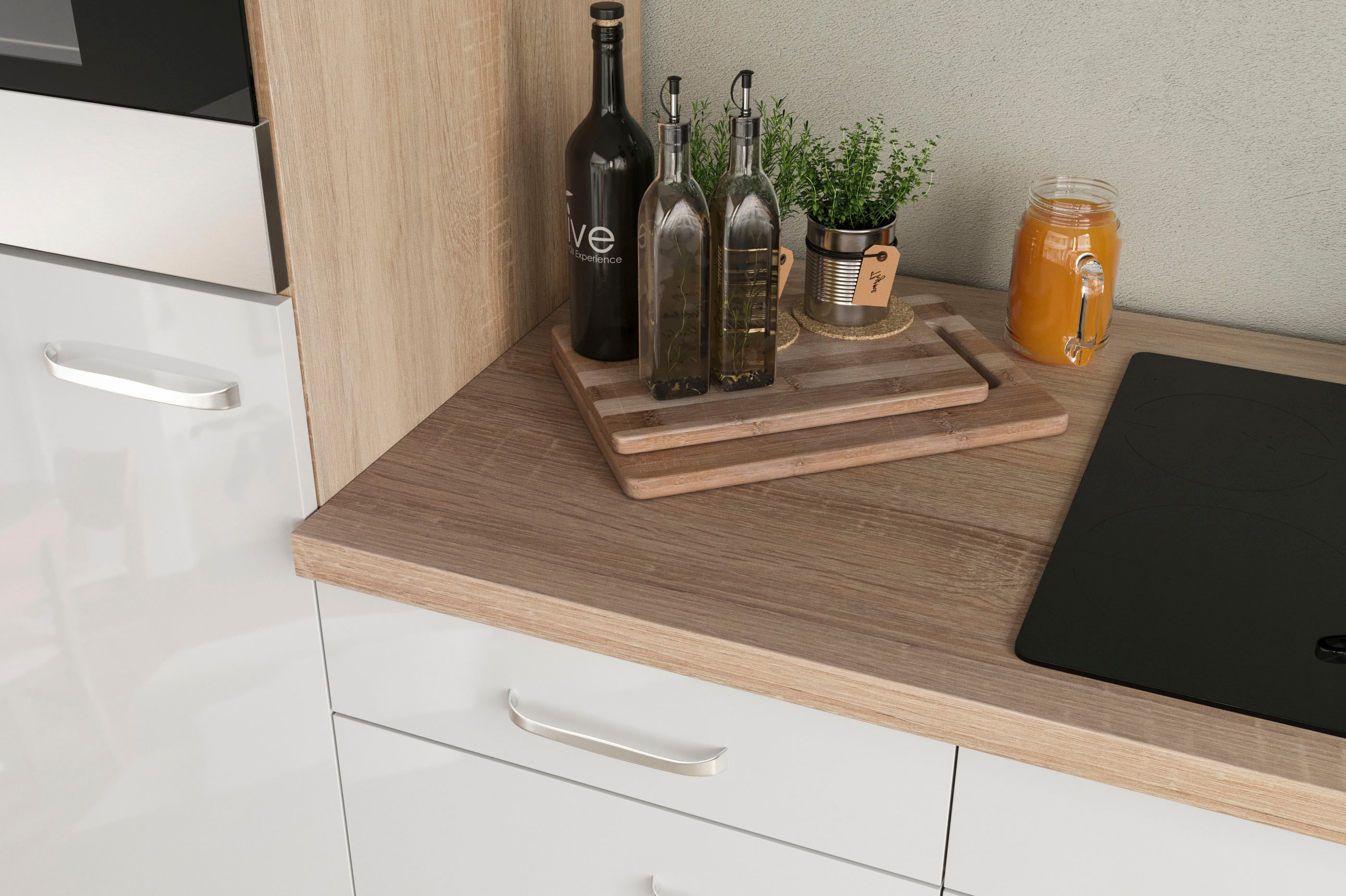 Thumbnail - Flex-Well Küchenzeile "Florenz" Breite 150,5 cm, mit Unterbau-Kühlschrank, Kochfeld und Spüle