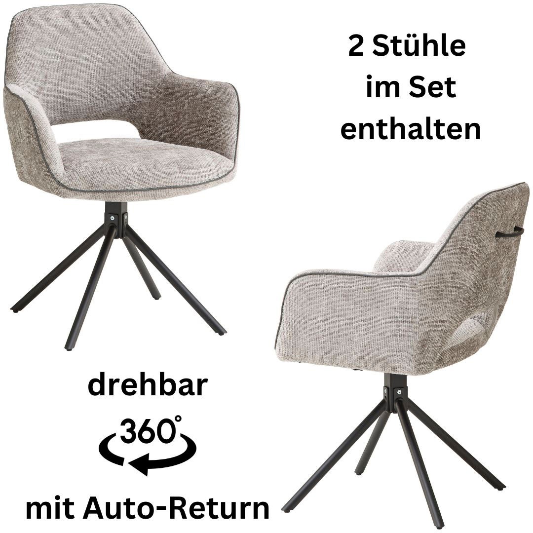 Thumbnail - Stolkom Armlehnstuhl "Adriana" (Set) 2 Stk.180 grad drehbar mit Auto-Return