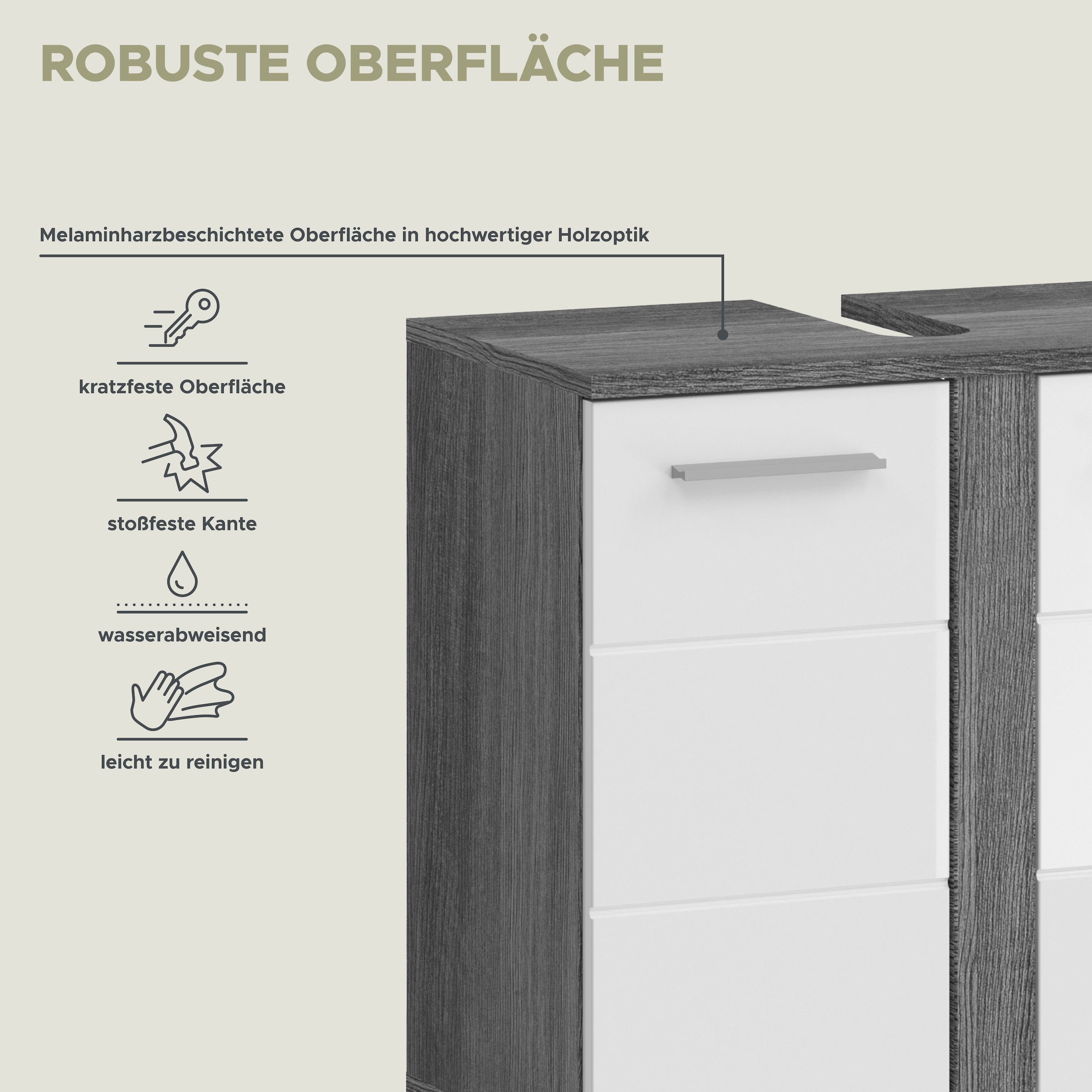 welltime Badmöbel-Set »LUCCA, 2 teilig, TOPSELLER!, inklusive LED Beleuchtung, bestehend aus:«, (Set, 2 St.), Waschbeckenunterschrank, Spiegelschrank, LED Badaufsatzleuchte