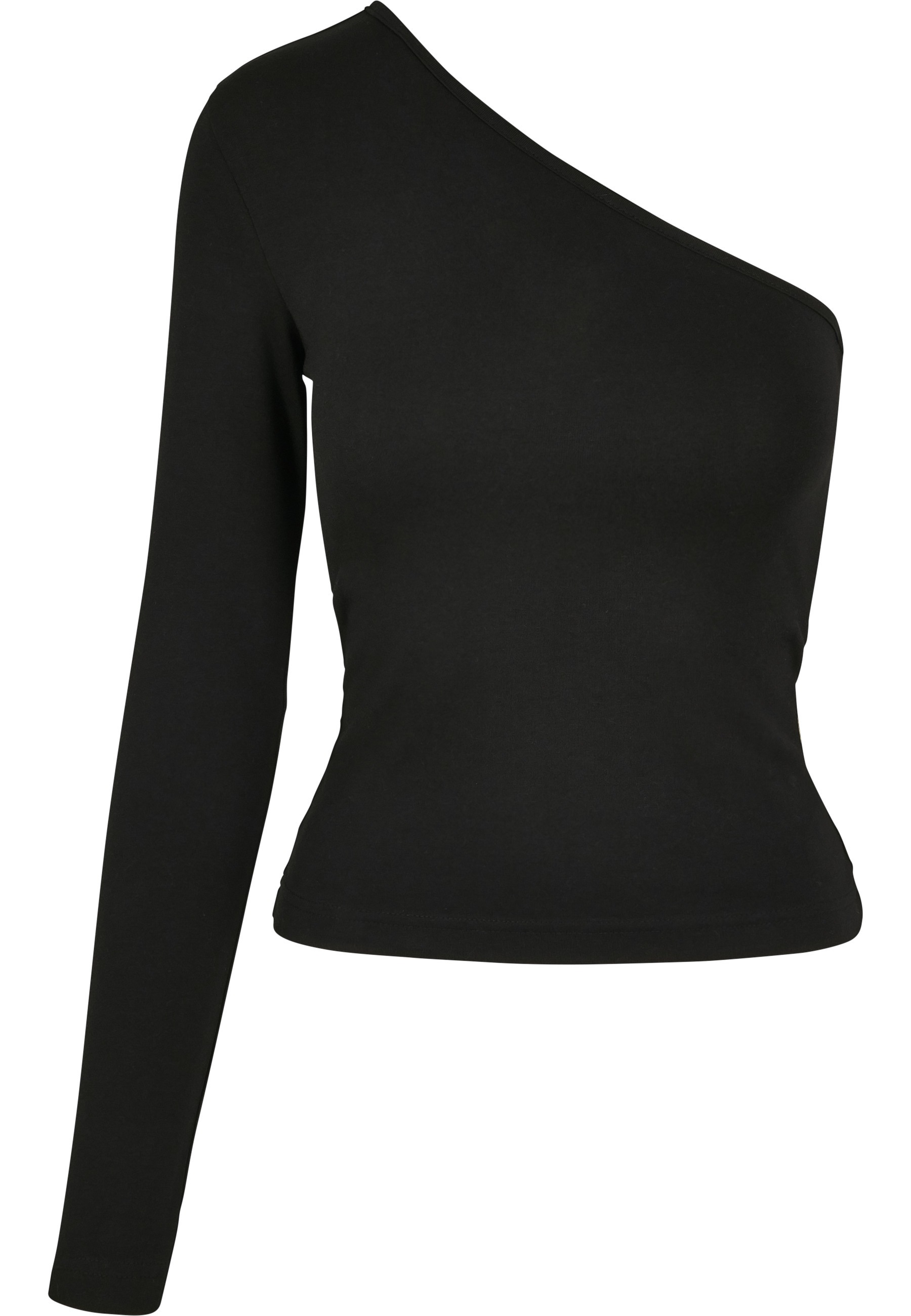 Langarmshirt URBAN CLASSICS "Urban Classics Damen Ladies Asymmetric Longsleeve", Mädchen, Gr. L, schwarz, 95% Baumwolle, 5% Elasthan, unifarben, slim fit, asymmetrischer Ausschnitt, Shirts Langarmshirt