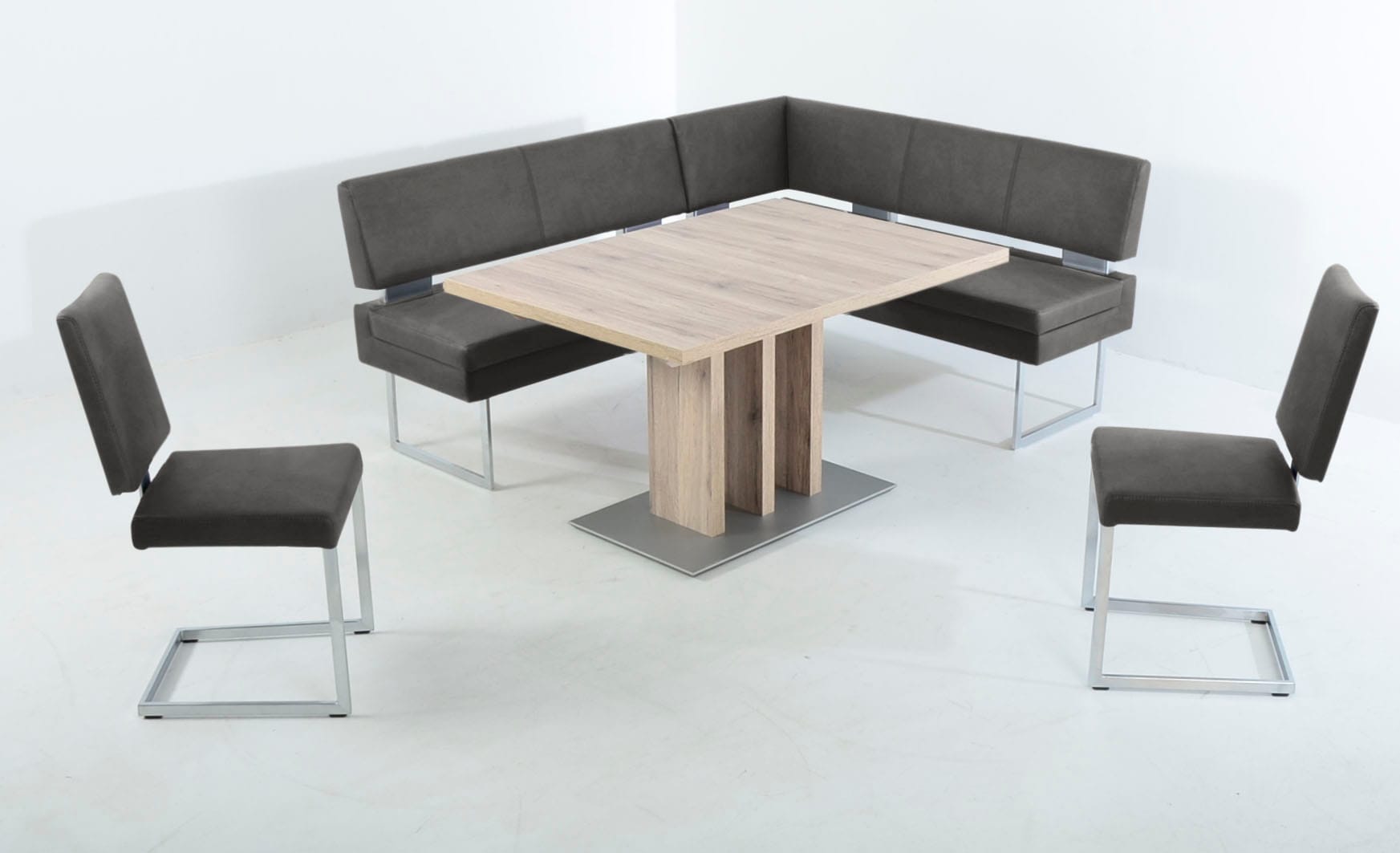 K+W Komfort & Wohnen Essgruppe 4 Stk. tlg. langer Schenkel links oder rechts, 2 Freischwinger, 1 Funktionstisch