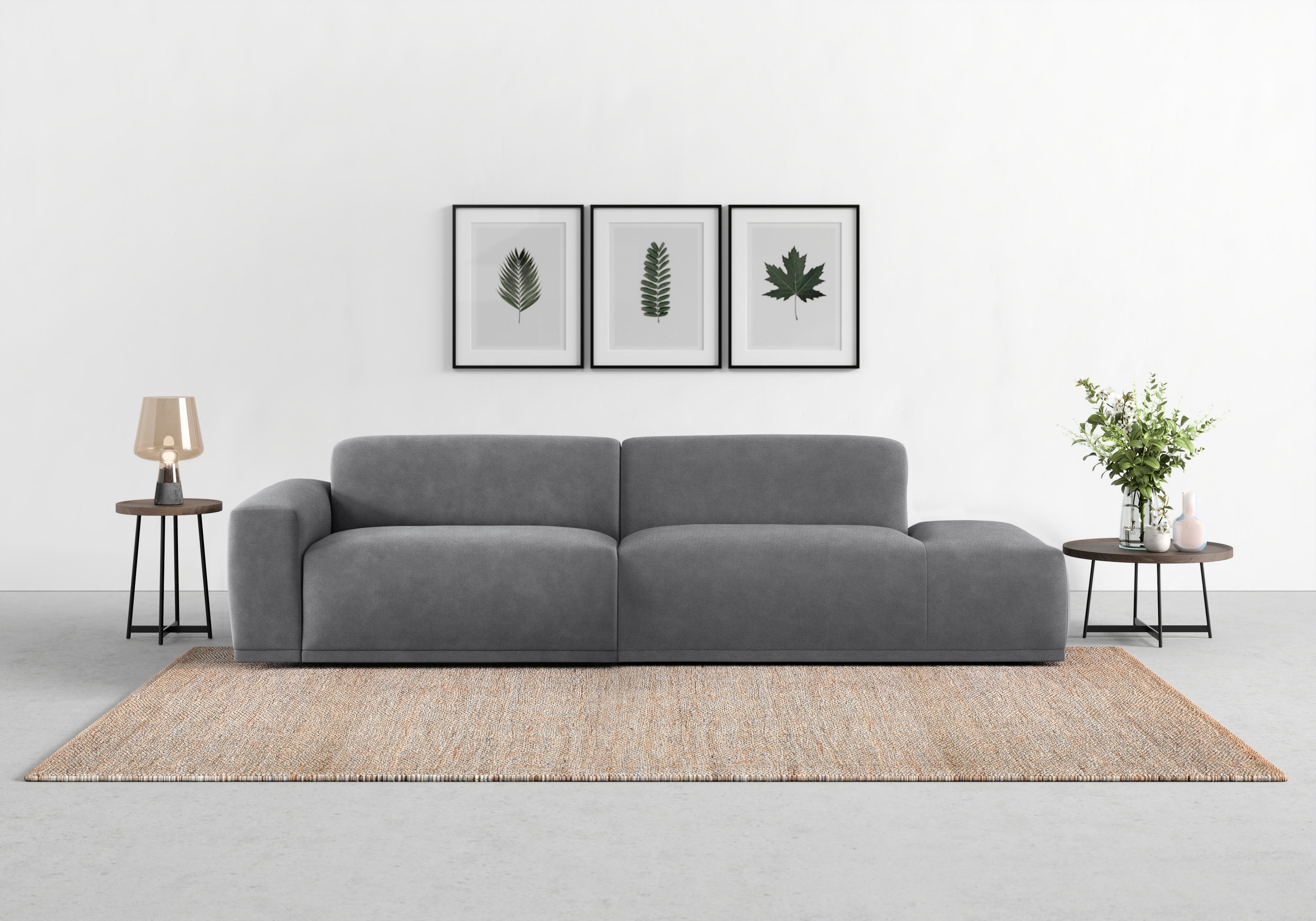 TRENDMANUFAKTUR Big-Sofa "Braga, mit hochwertigem Kaltschaum, Megasofa, Japandi-Design" modernes Big-Sofa, Couch mit hohem Sitzkomfort, 277/72/107 cm (B/H/T)