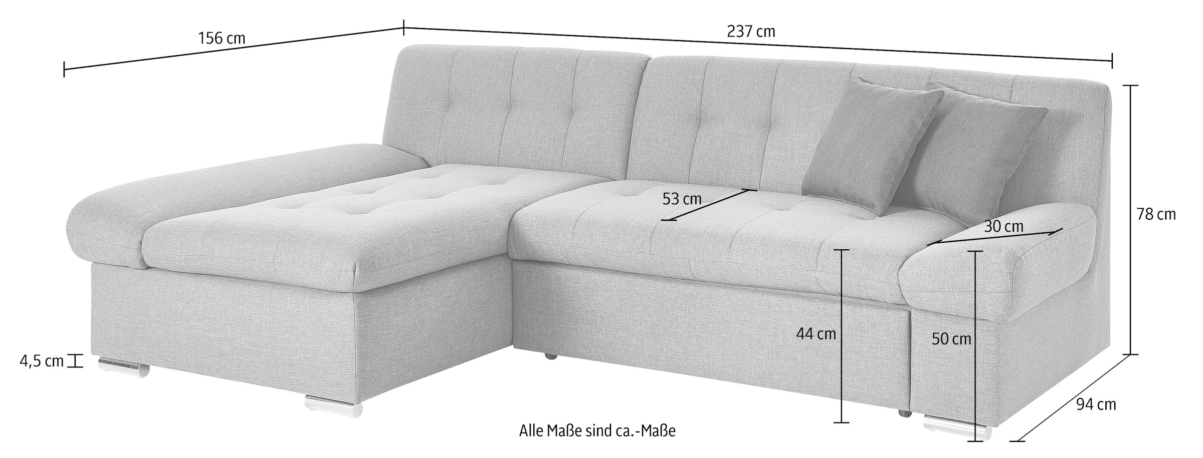 TRENDMANUFAKTUR Ecksofa »Reggae, L-Form«, wahlweise mit Bettfunktion