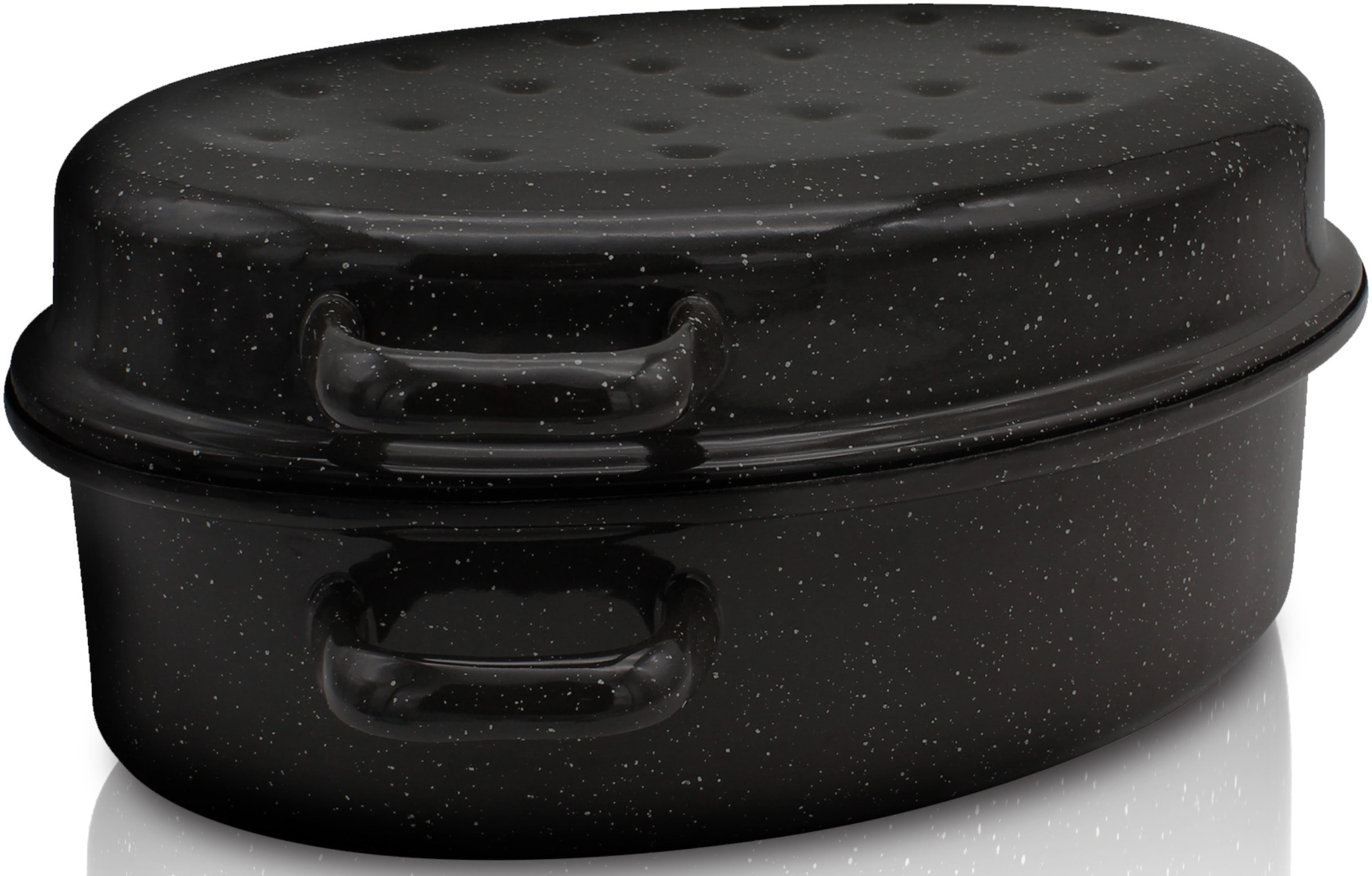 KRÜGER Bräter "Gansbräter mit Tropfdeckel", 10 l + Höhe 13,5cm, schwarz, Töpfe, für Induktions-Kochfelder geeignet