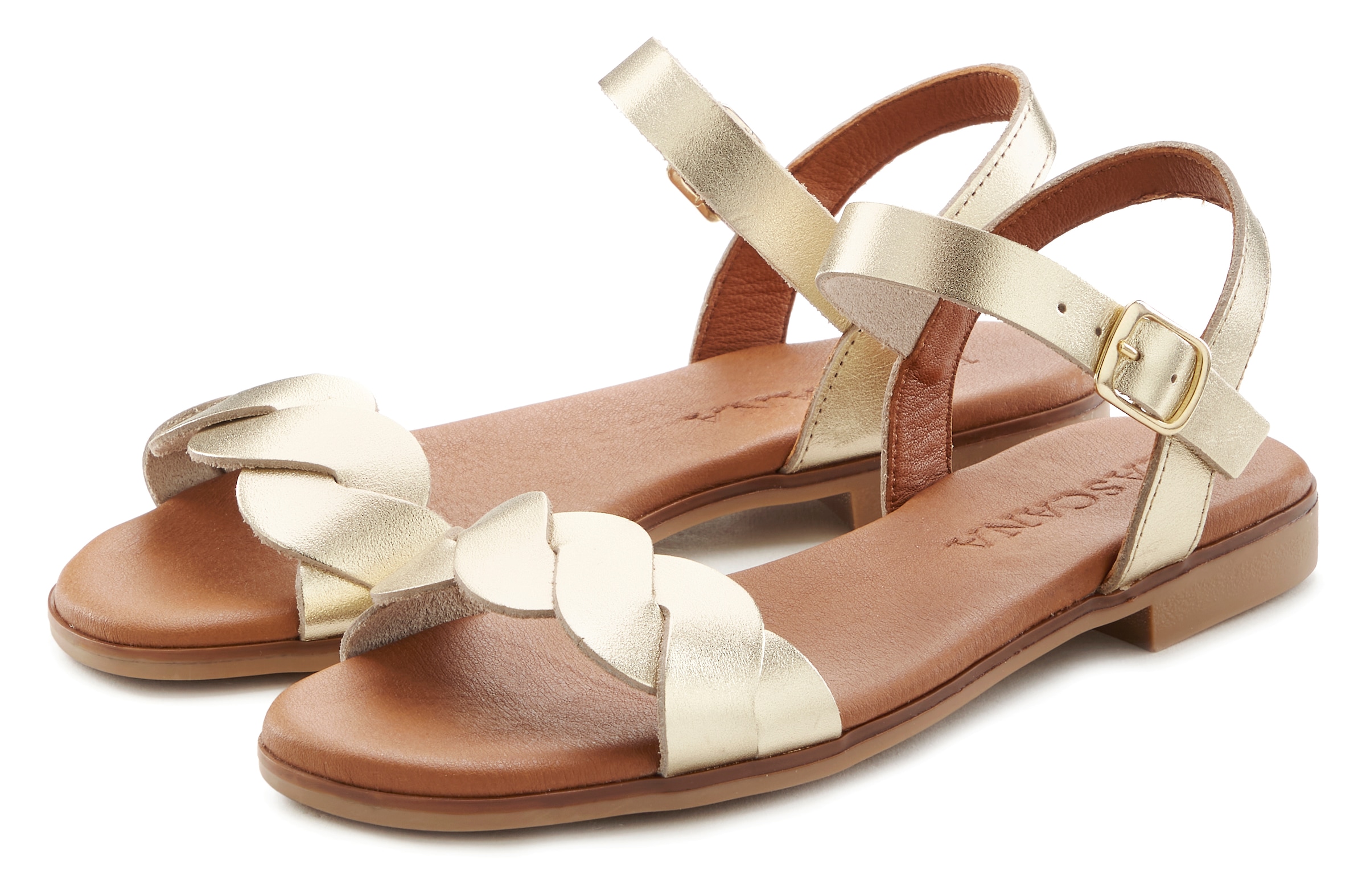LASCANA Sandale "Sommerschuh", aus Leder mit überkreuztem Wellenriemen, San günstig online kaufen