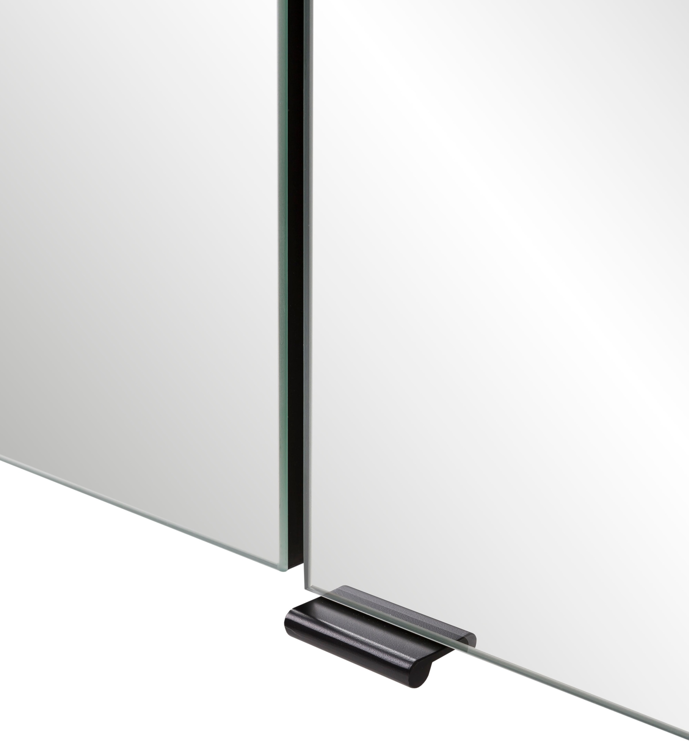 welltime Spiegelschrank »MAILAND, gedämpfte Scharniere, LED-Aufbauleuchte« Maße (B/H/T): ca. 105/64/20 cm,  Wildeiche/matt schwarz, LED-Aufbauleuchte, gedämpfte Scharniere