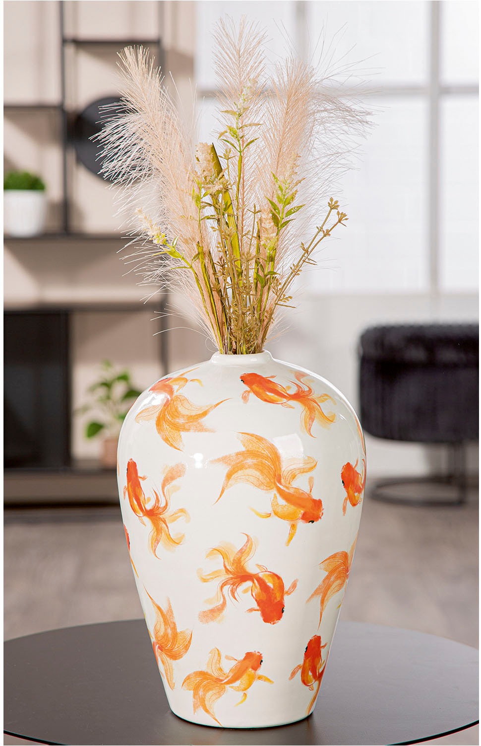 GILDE Tischvase "Vase bauchig Neon weiß H. 30 cm", (1 St.) günstig online kaufen