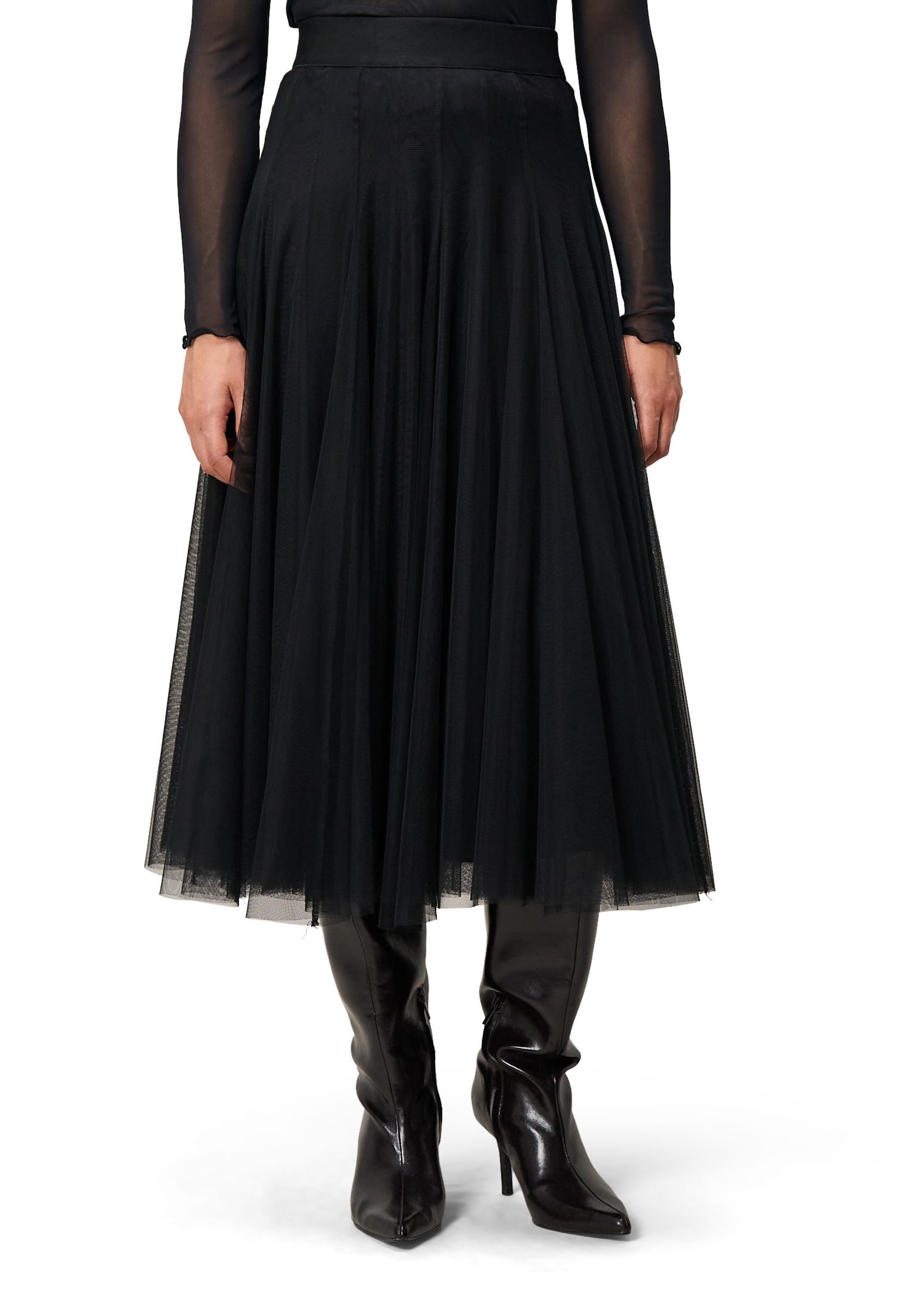 Zero Midirock "Damen Meshrock mit Gummibund", Falten günstig online kaufen