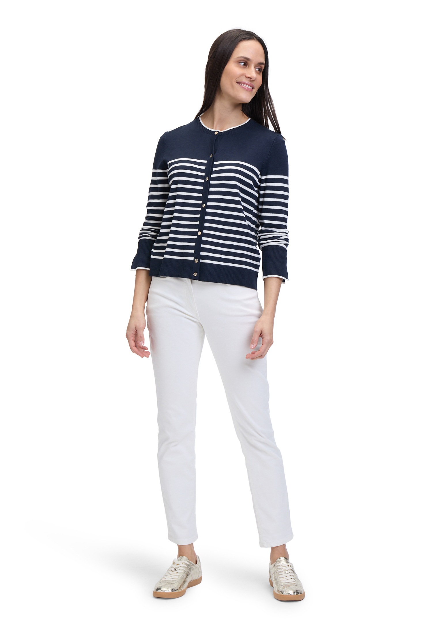 Betty Barclay Strickjacke »Betty Barclay Basic-Strickjacke mit Streifen«, Knöpfe
