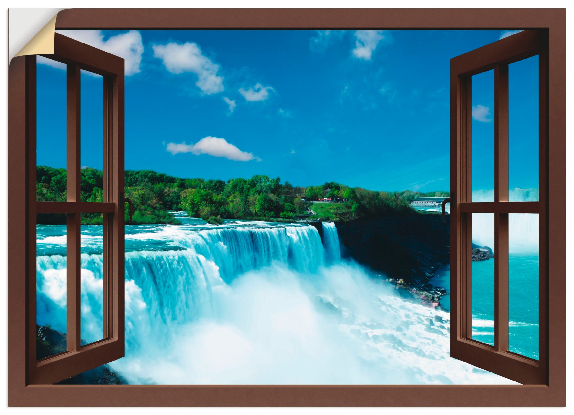 Artland Wandfolie "Fensterblick - Niagara, braun", Fensterblick, (1 St.), selbstklebend